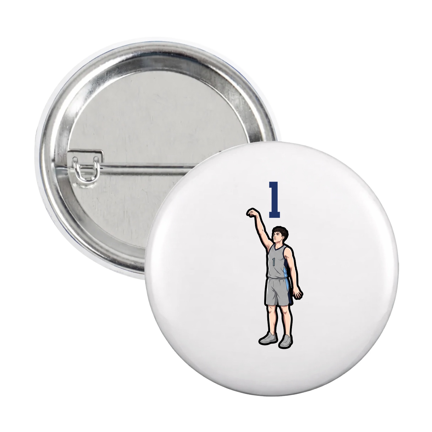 Game Day Button — Number Top in White