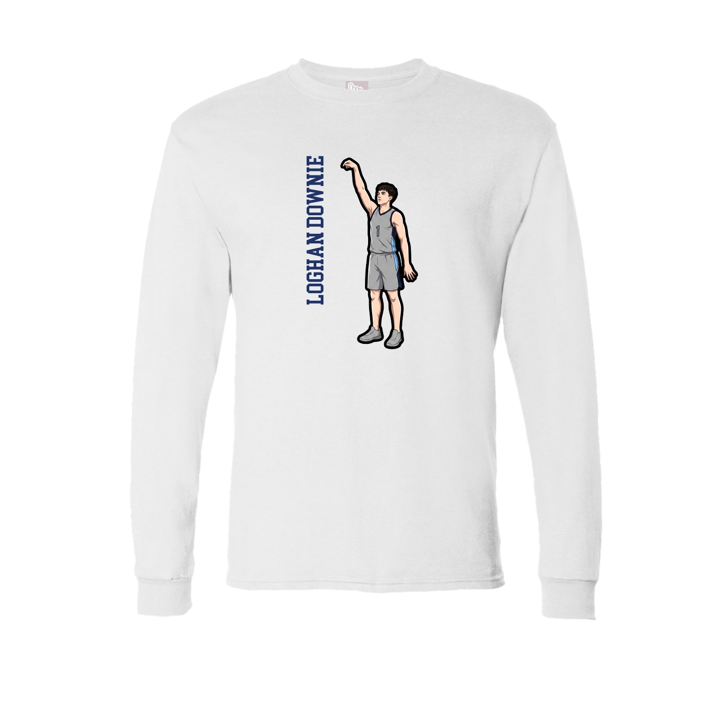 Long Sleeve Tee — Name Vertical in White