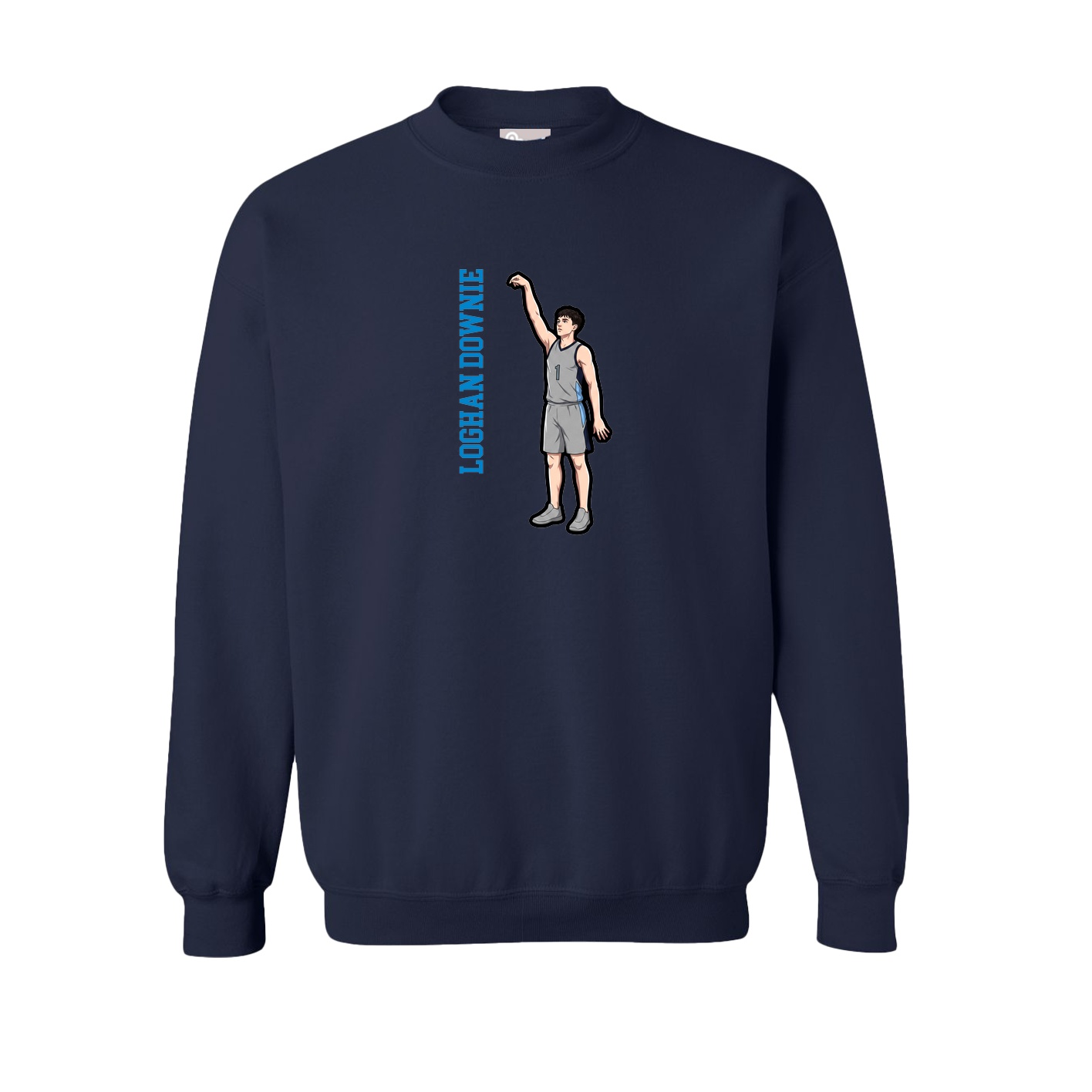 Fleece Crew — Name Vertical in Navy