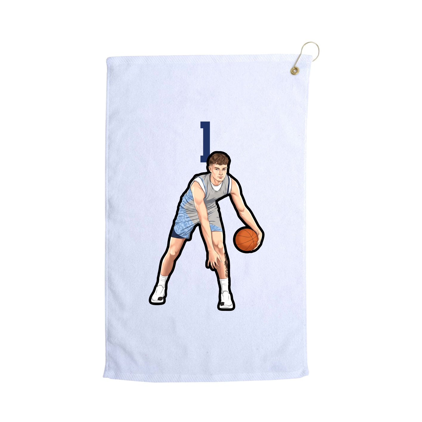 Golf Towel — Number Top in White