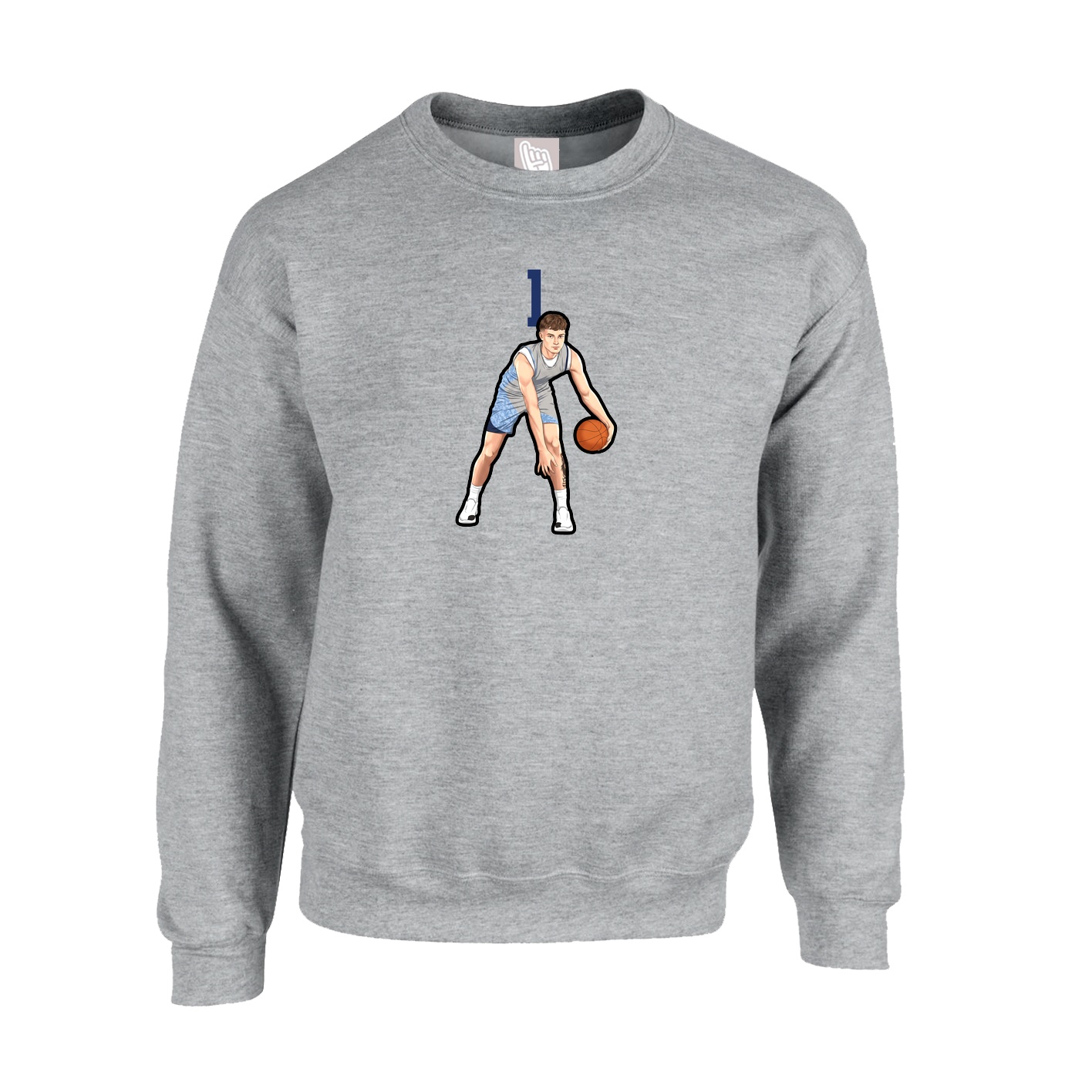 Fleece Crew — Number Top in Grey