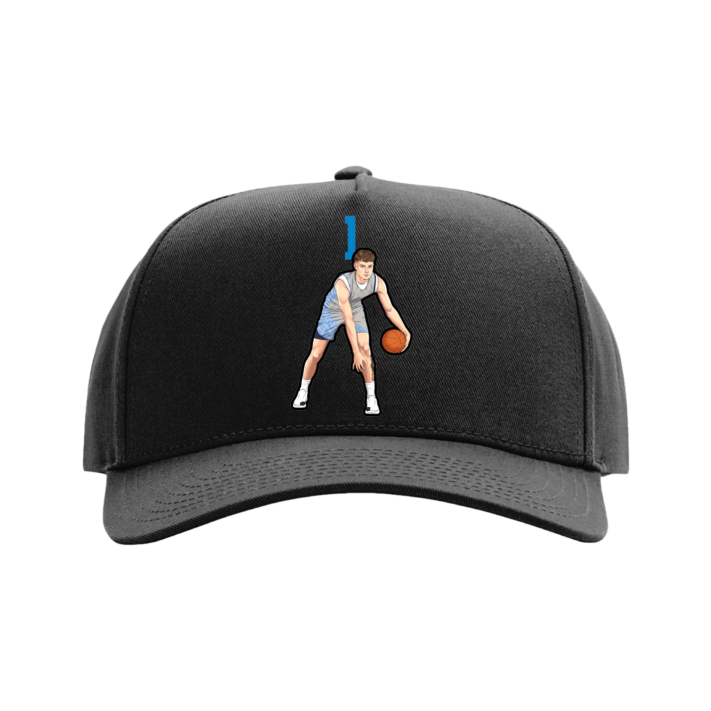 Full Fabric Five-Panel Champ Cap — Number Top in Black
