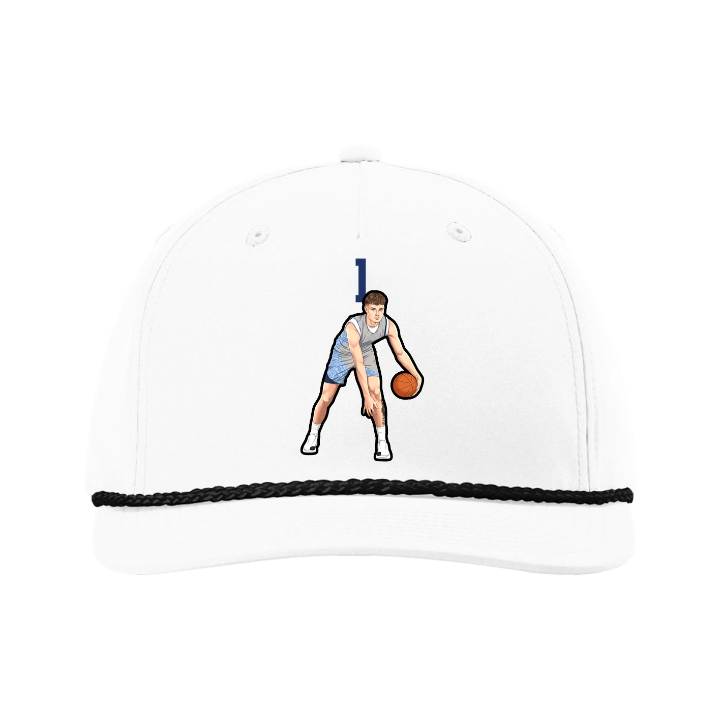 Five-Panel Classic Rope Cap — Number Top in White