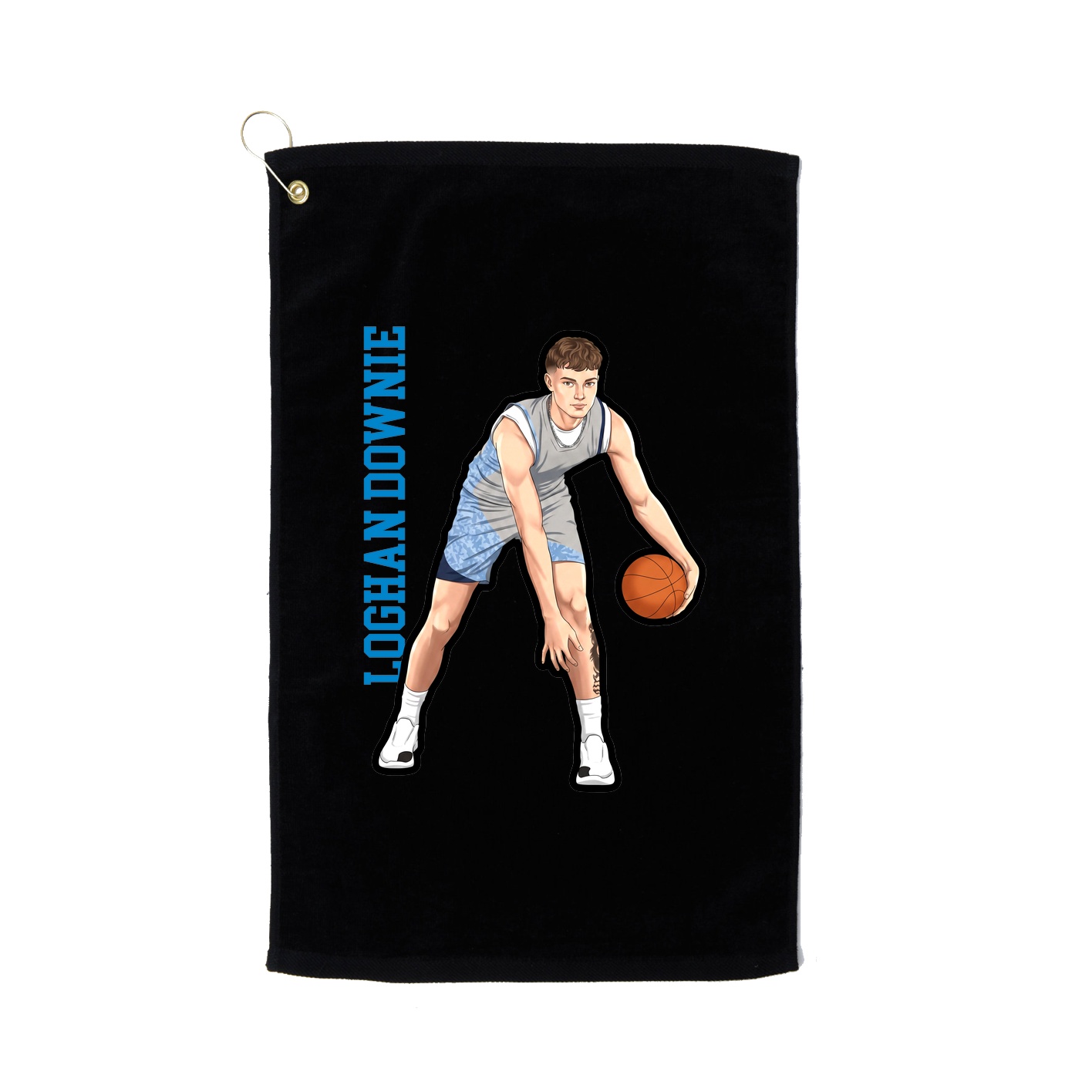 Golf Towel — Name Vertical in Black