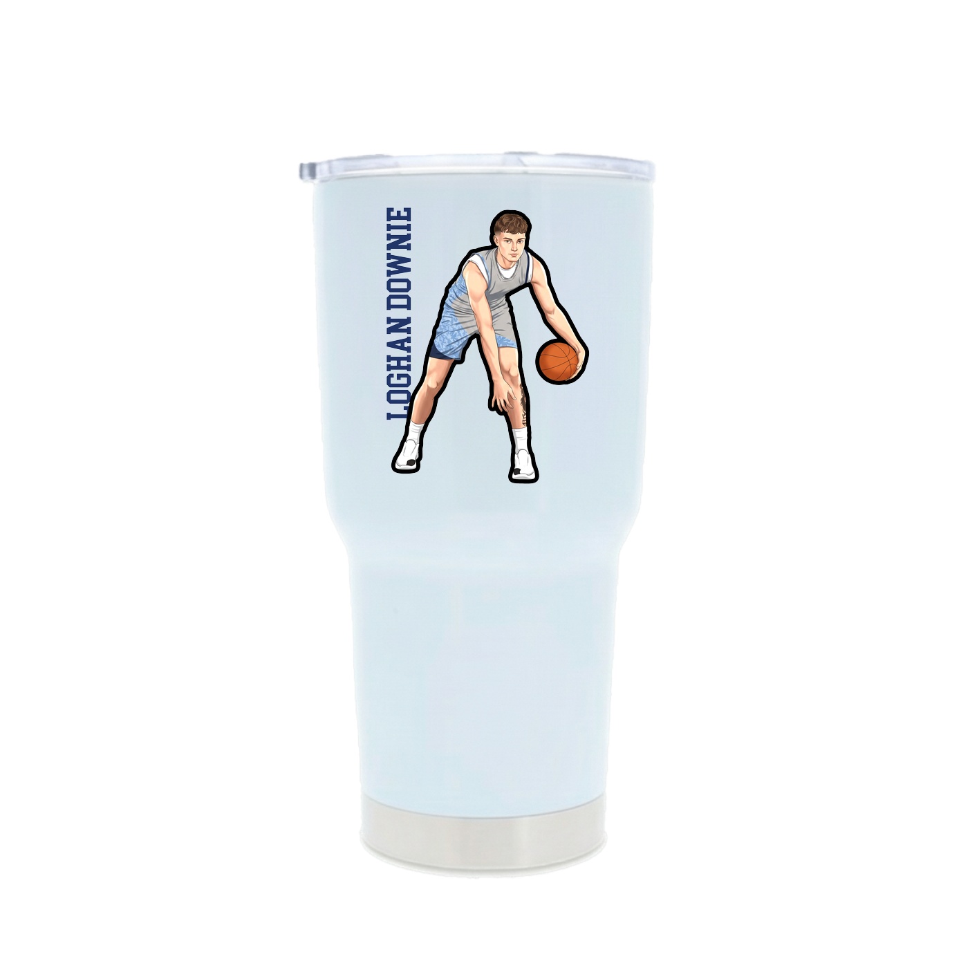30oz Stainless Steel Tumbler — Name Vertical in White