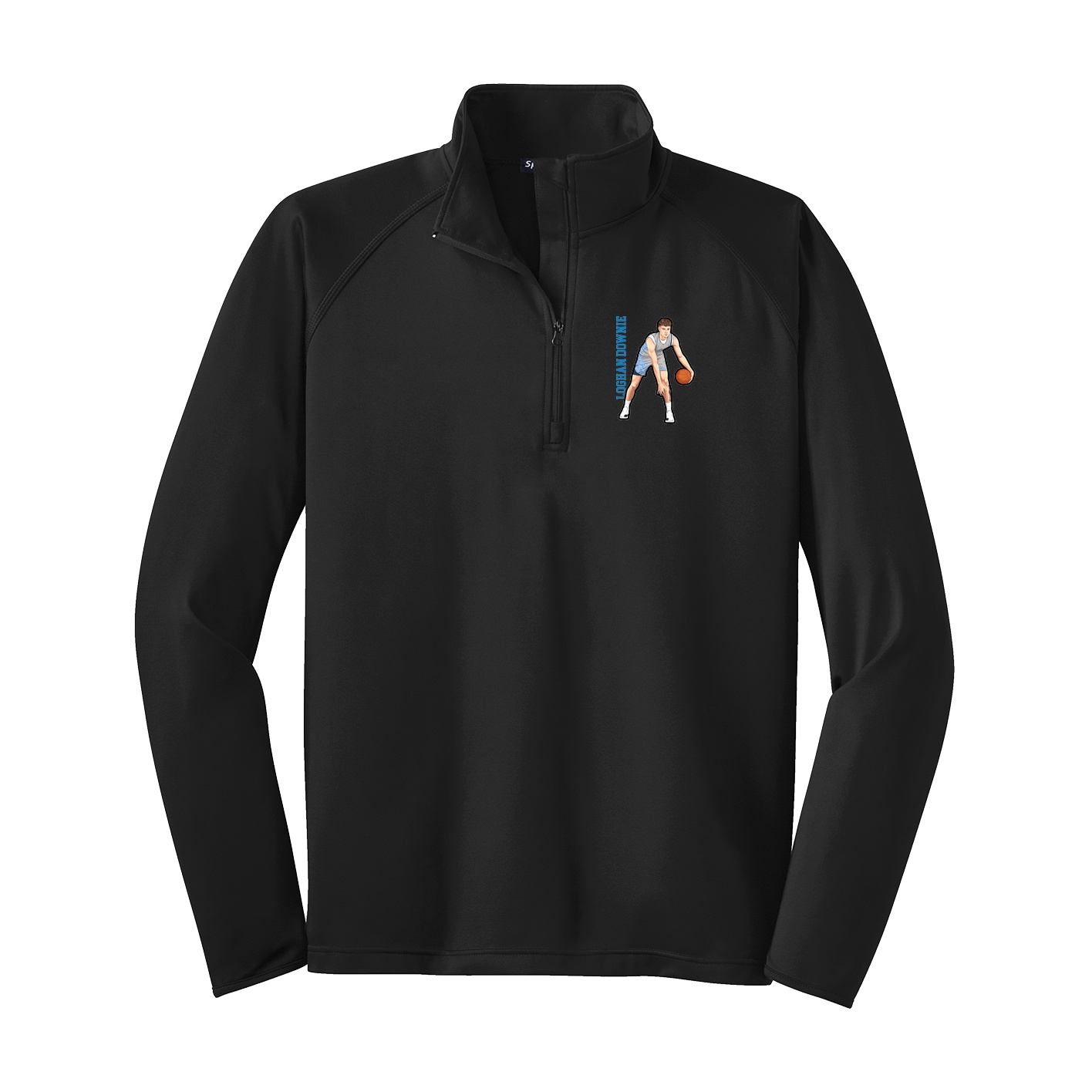 Q-Zip Pullover — Name Vertical in Black