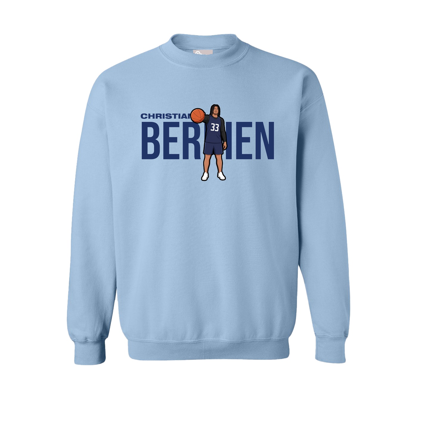 Fleece Crew — Player Name in Light Blue
