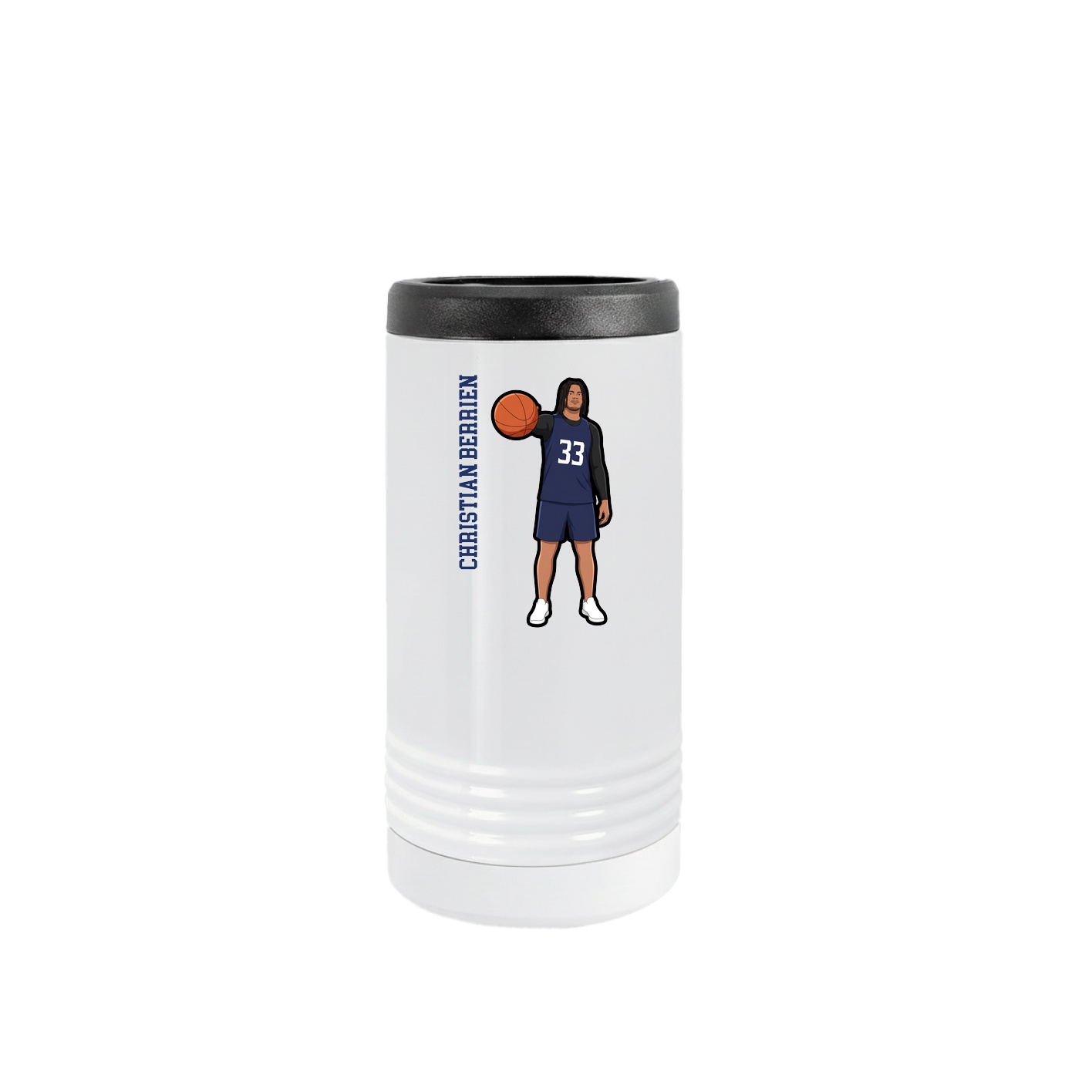 Slim Beverage Holder — Name Vertical in White