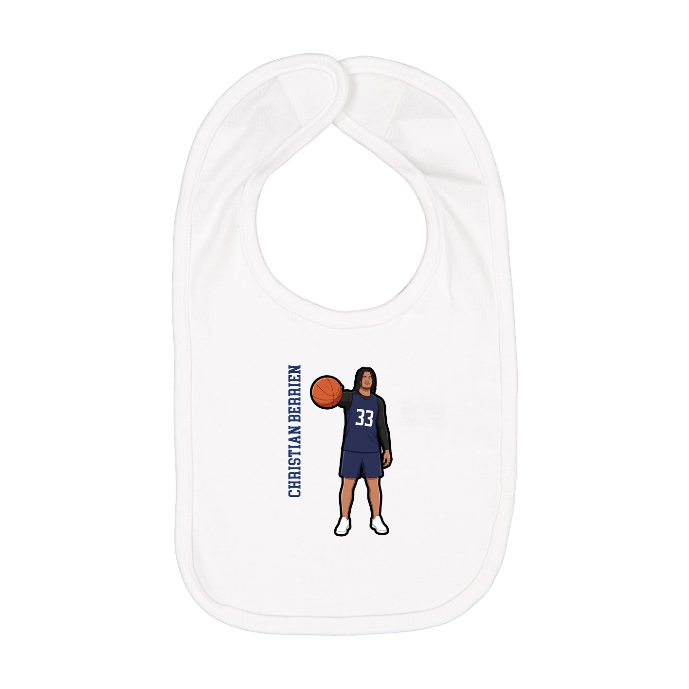 Infant Bib — Name Vertical in White