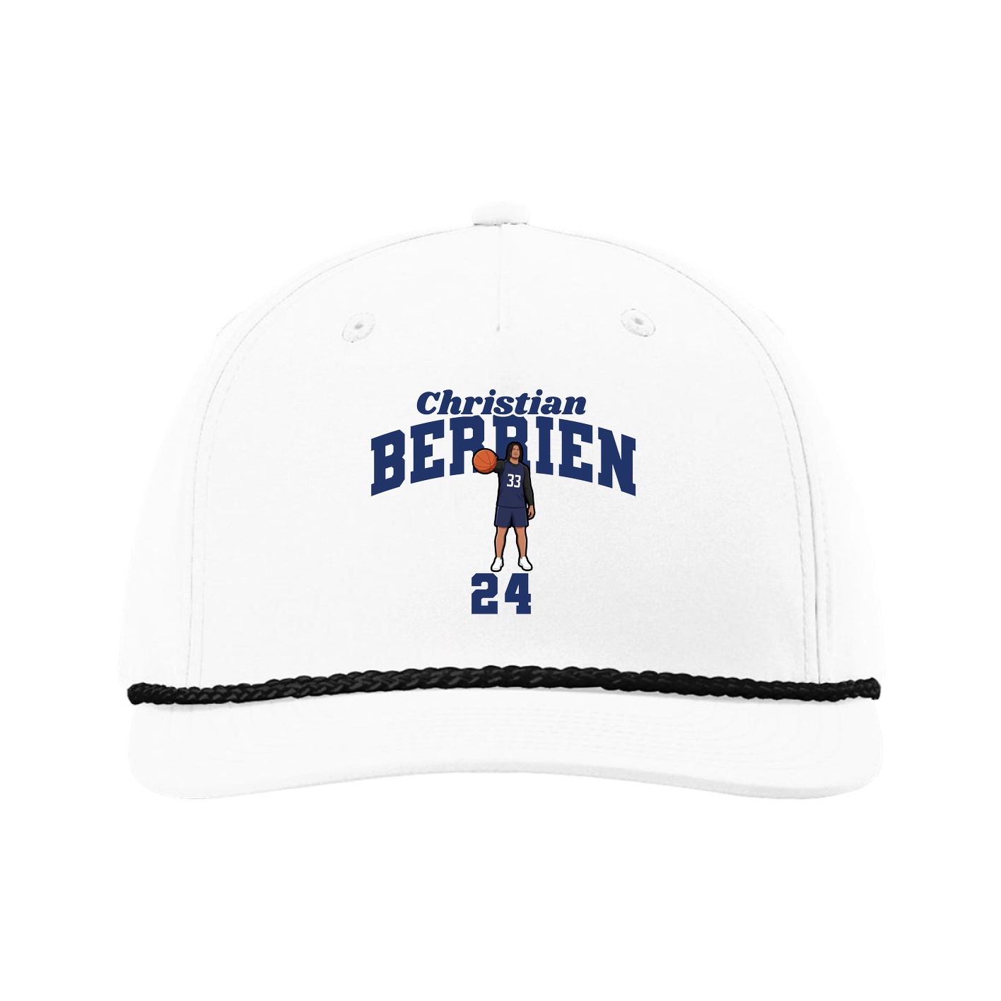 Five-Panel Classic Rope Cap — Signature Arch in White