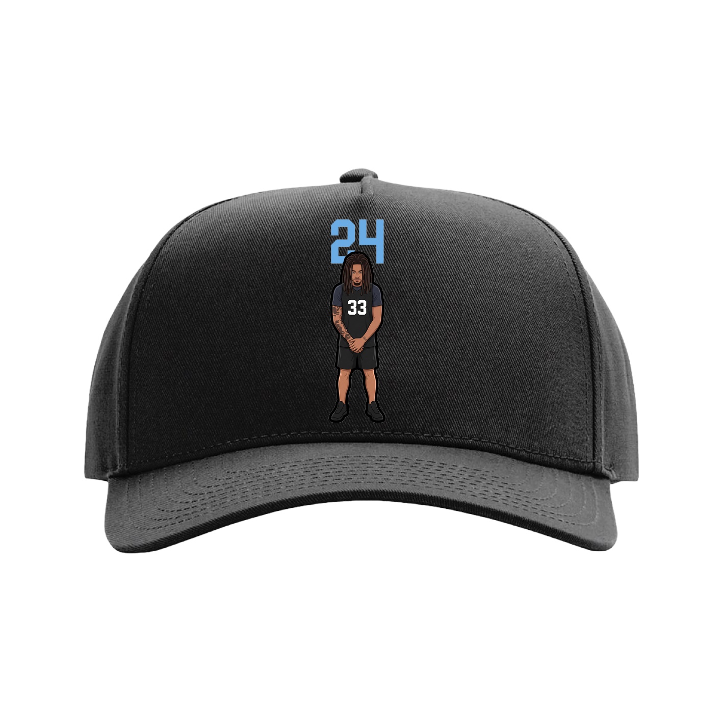 Full Fabric Five-Panel Champ Cap — Number Top in Black