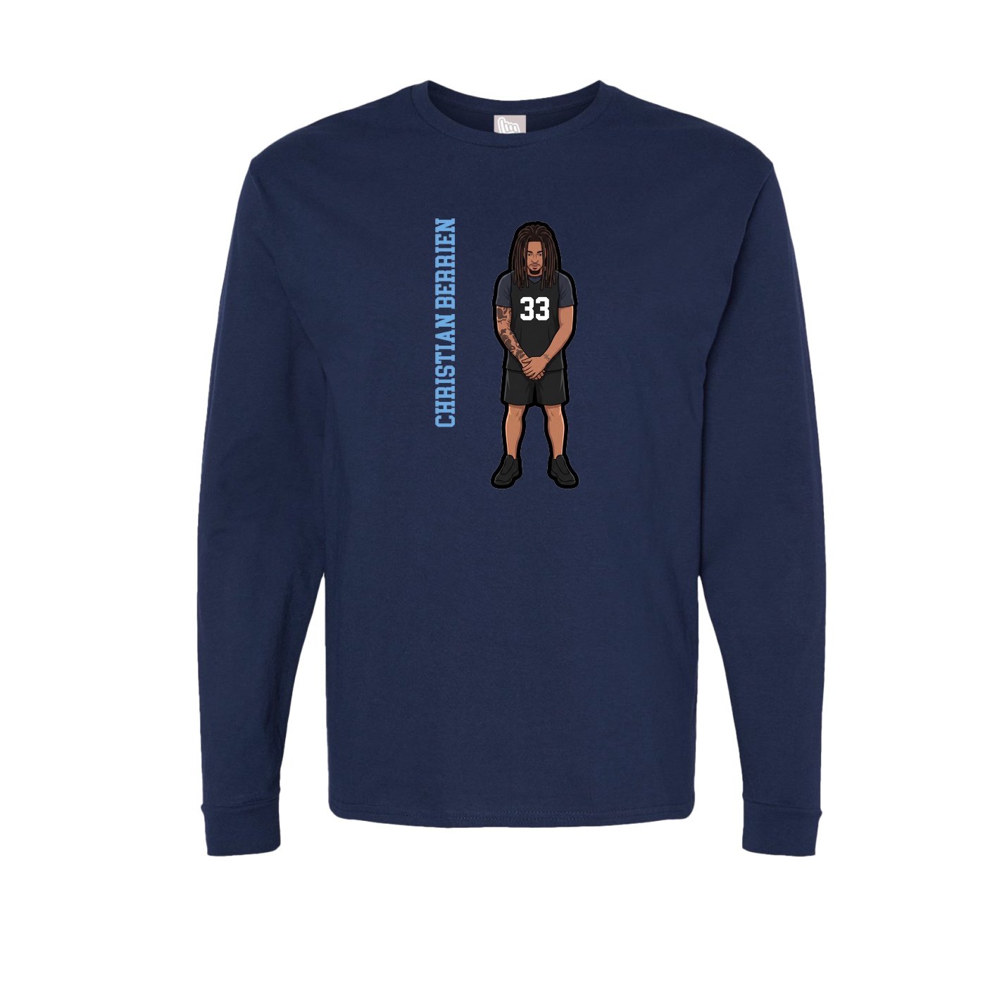 Long Sleeve Tee — Name Vertical in Navy