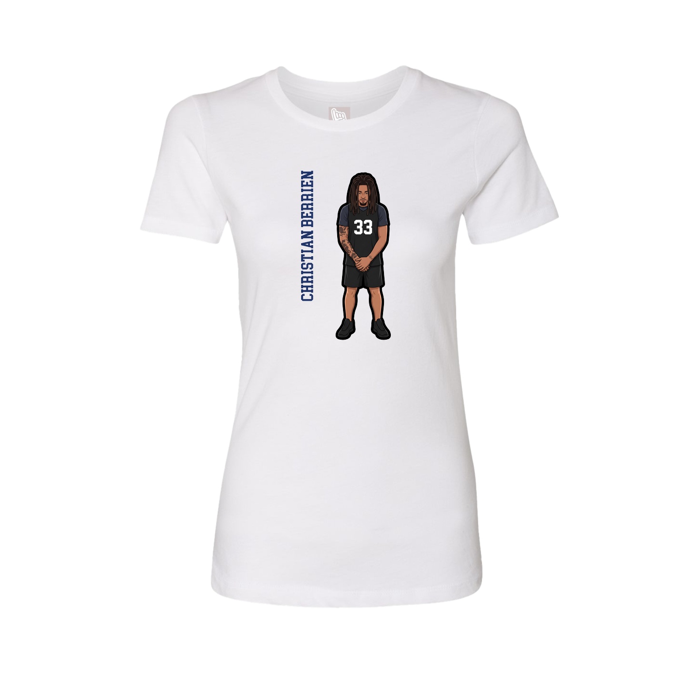 Womens Tee — Name Vertical in White