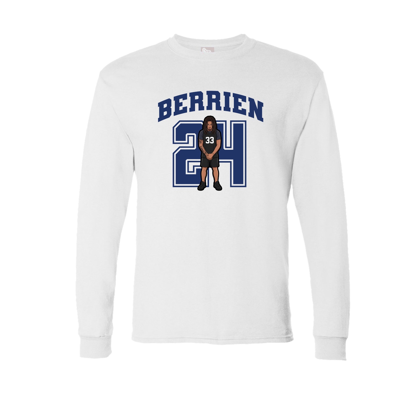 Long Sleeve Tee — Number in White