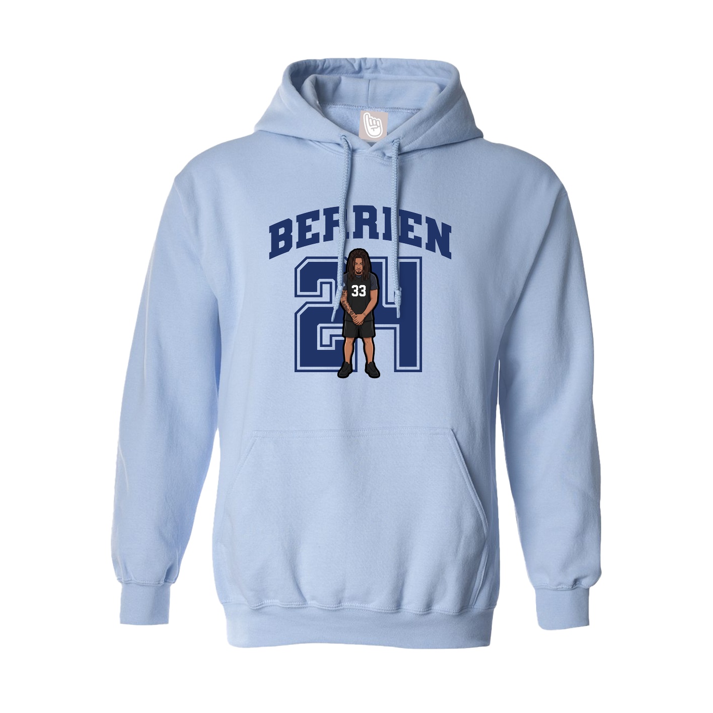 Hoodie — Number in Light Blue