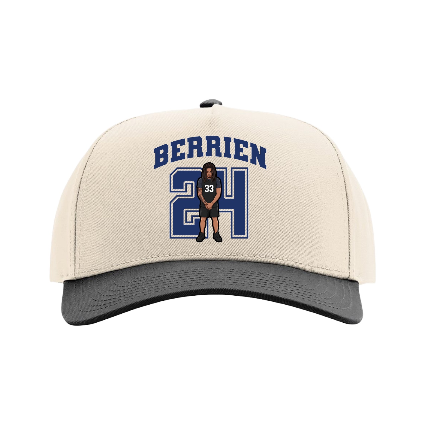 Full Fabric Five-Panel Champ Cap — Number in Cream/Black
