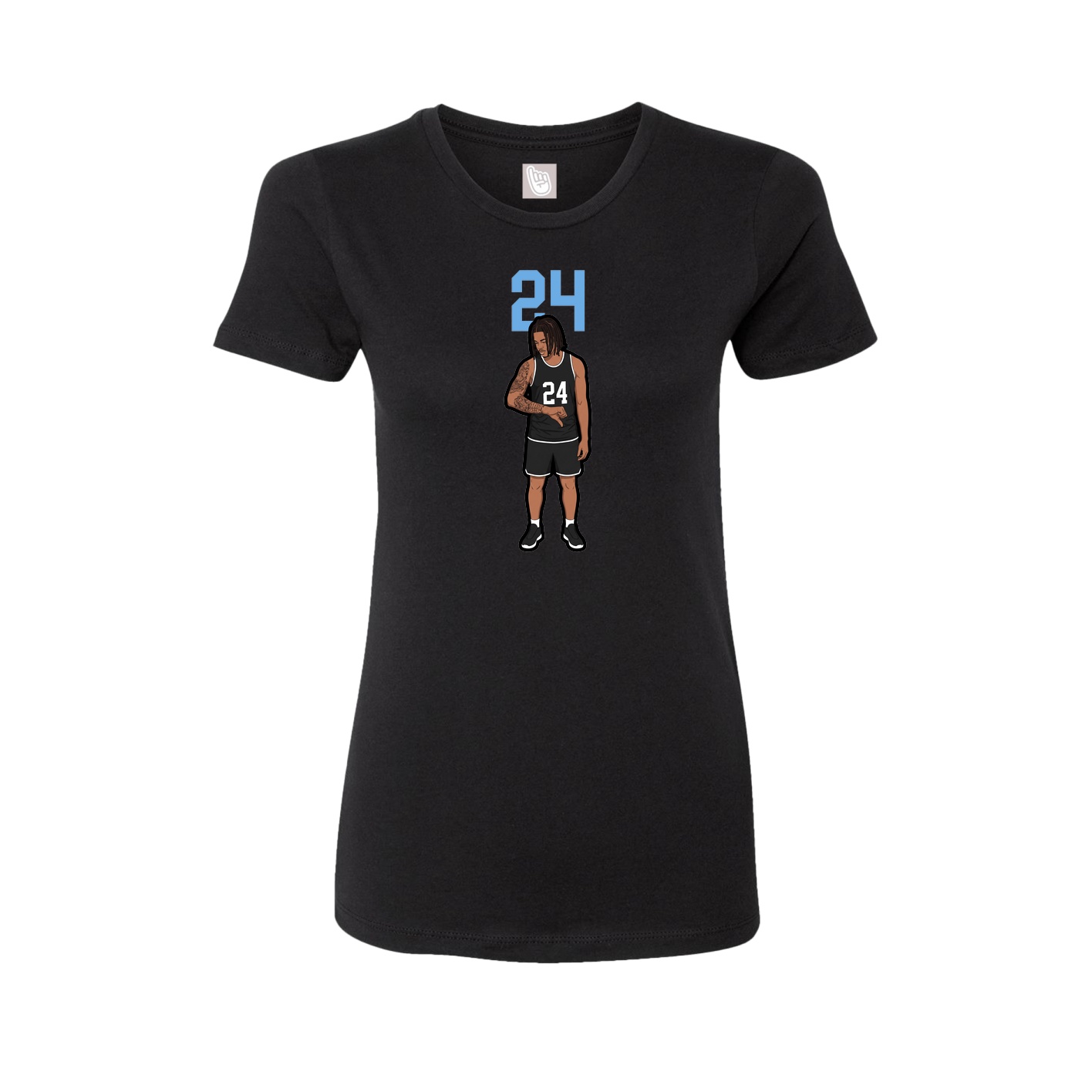 Fitted Women's Tee — Number Top in Black