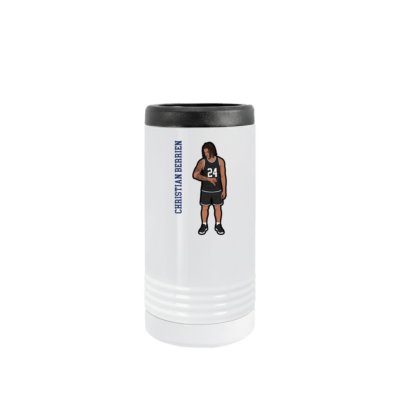 Slim Beverage Holder — Name Vertical in White