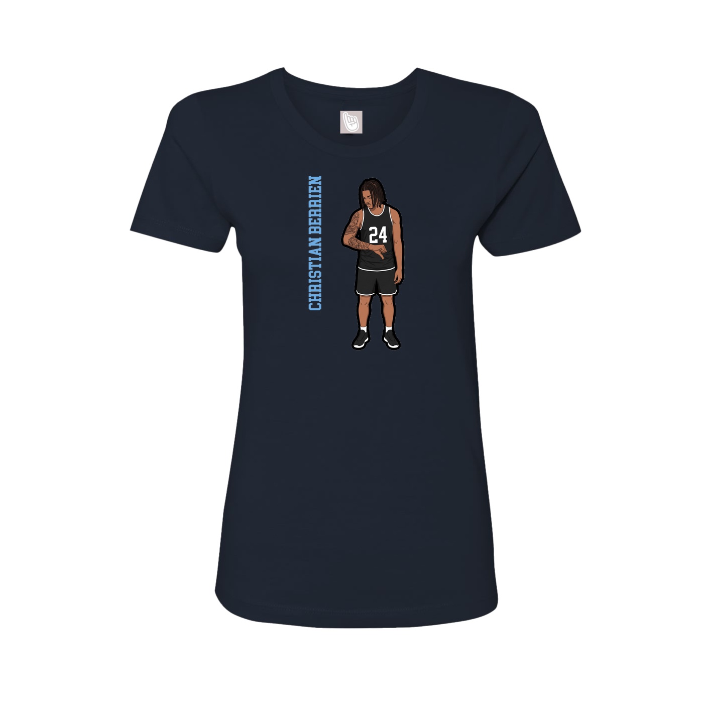 Fitted Women's Tee — Name Vertical in Navy
