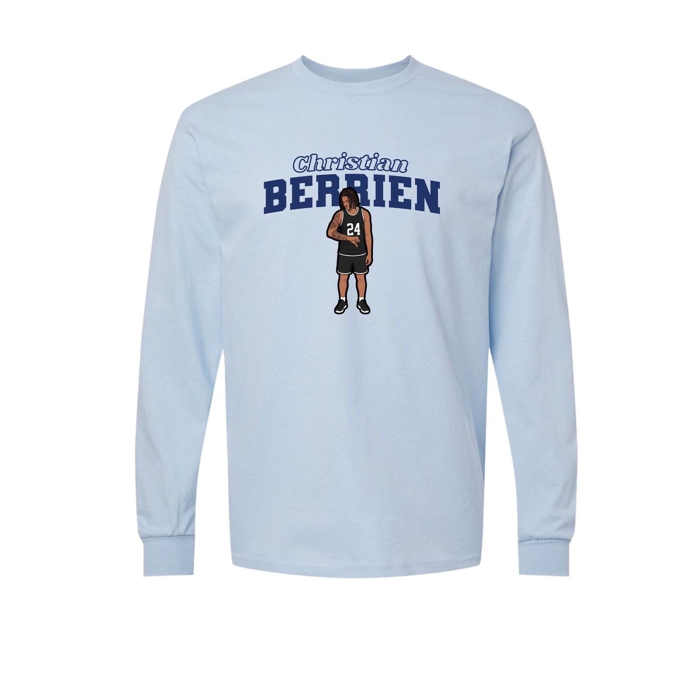 Long Sleeve Tee — Name Arch in Light Blue