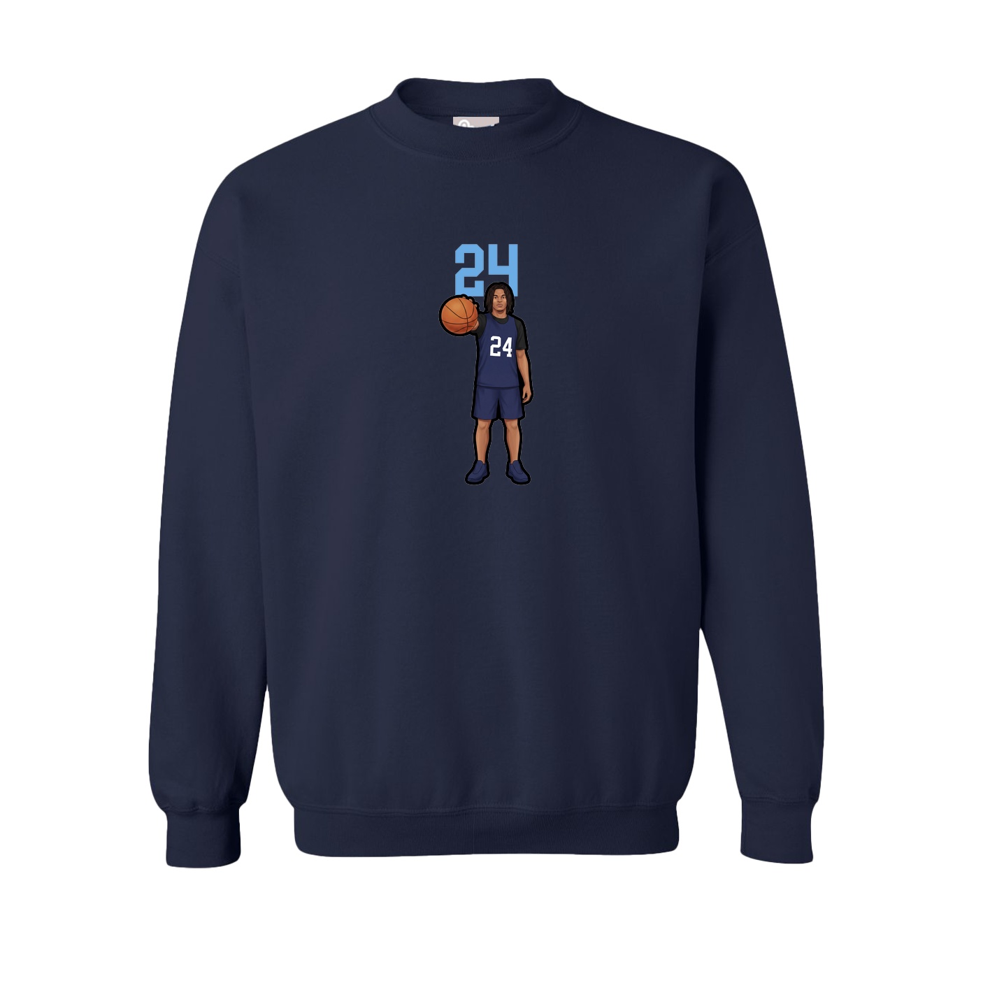 Fleece Crew — Number Top in Navy