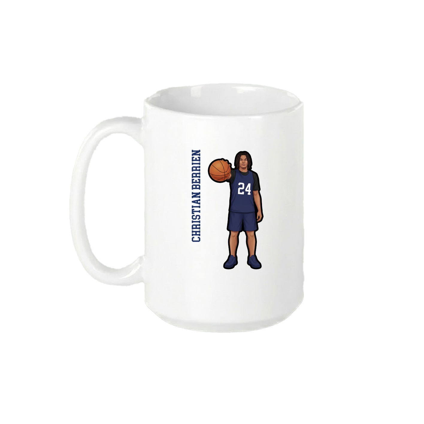 15oz Coffee Mug — Name Vertical in White