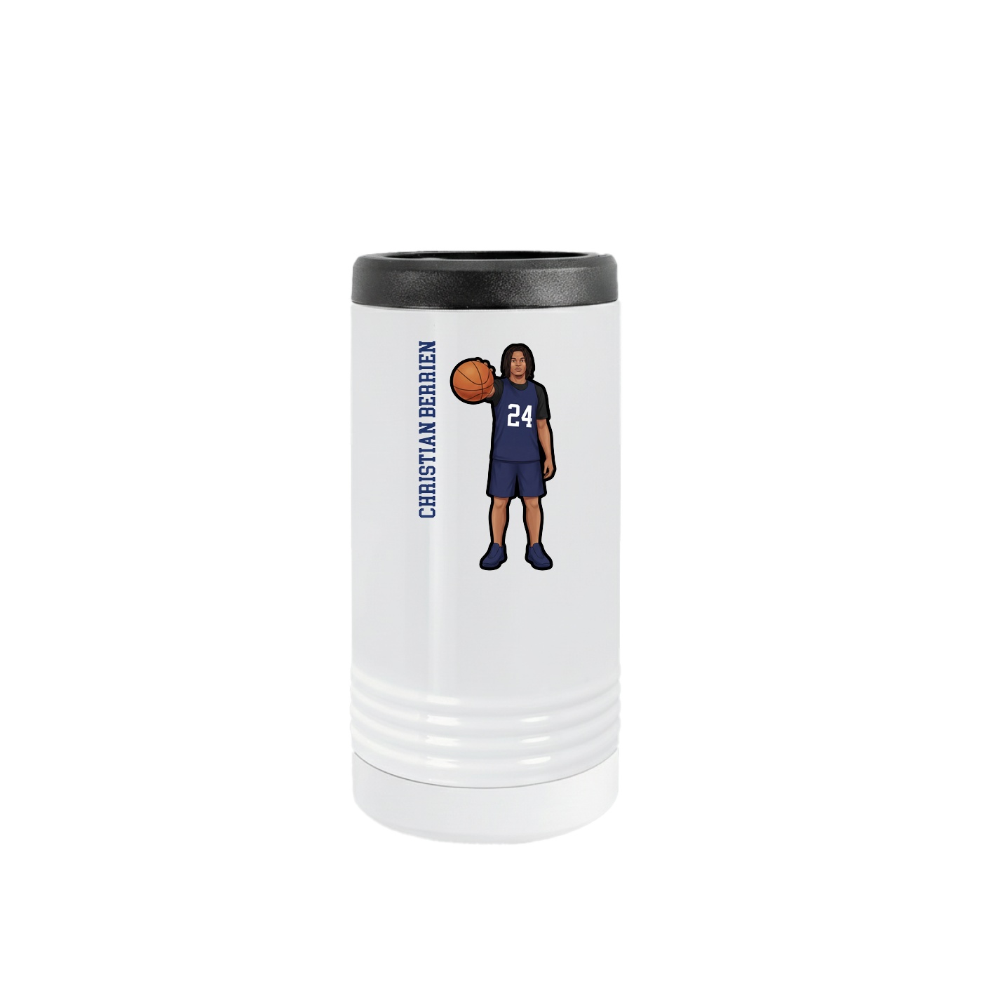 Slim Beverage Holder — Name Vertical in White