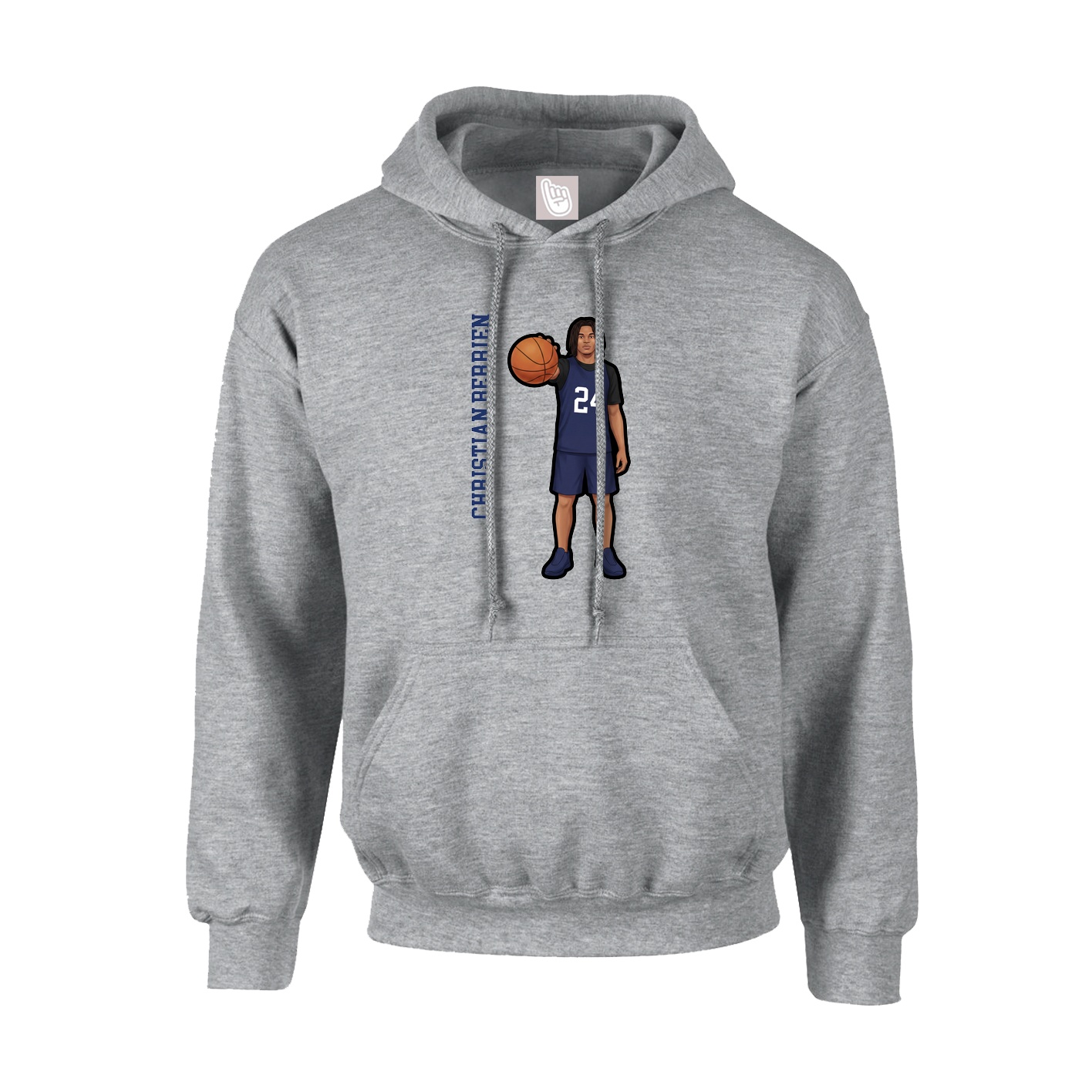Hoodie — Name Vertical in Grey