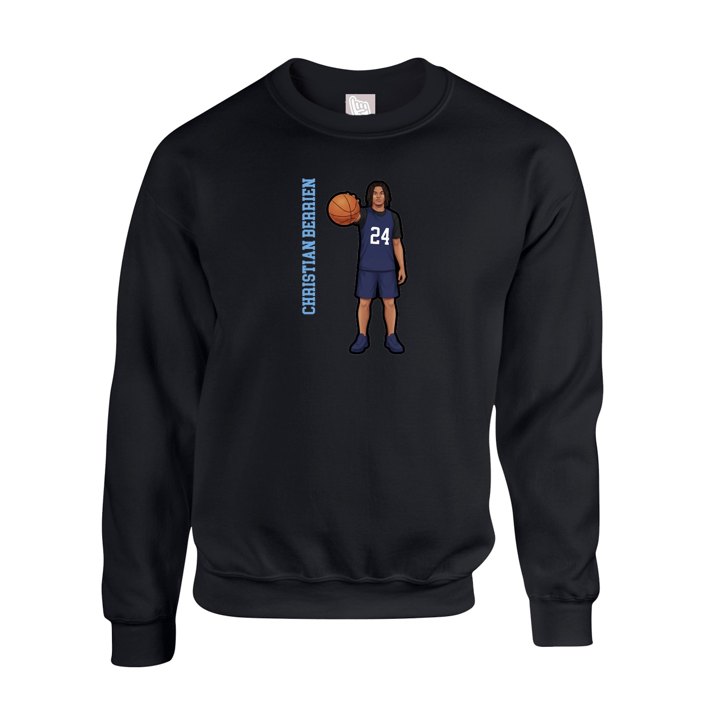 Fleece Crew — Name Vertical in Black