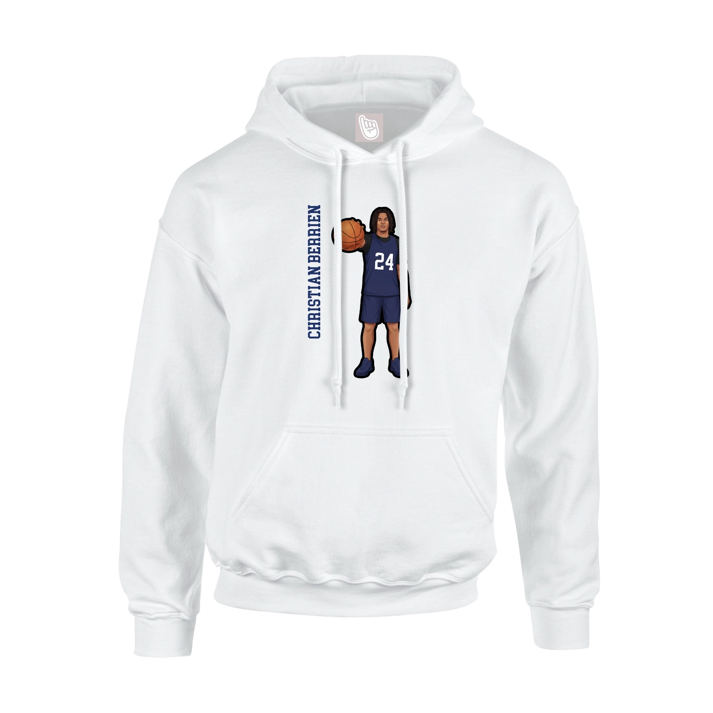Youth Hoodie — Name Vertical in White