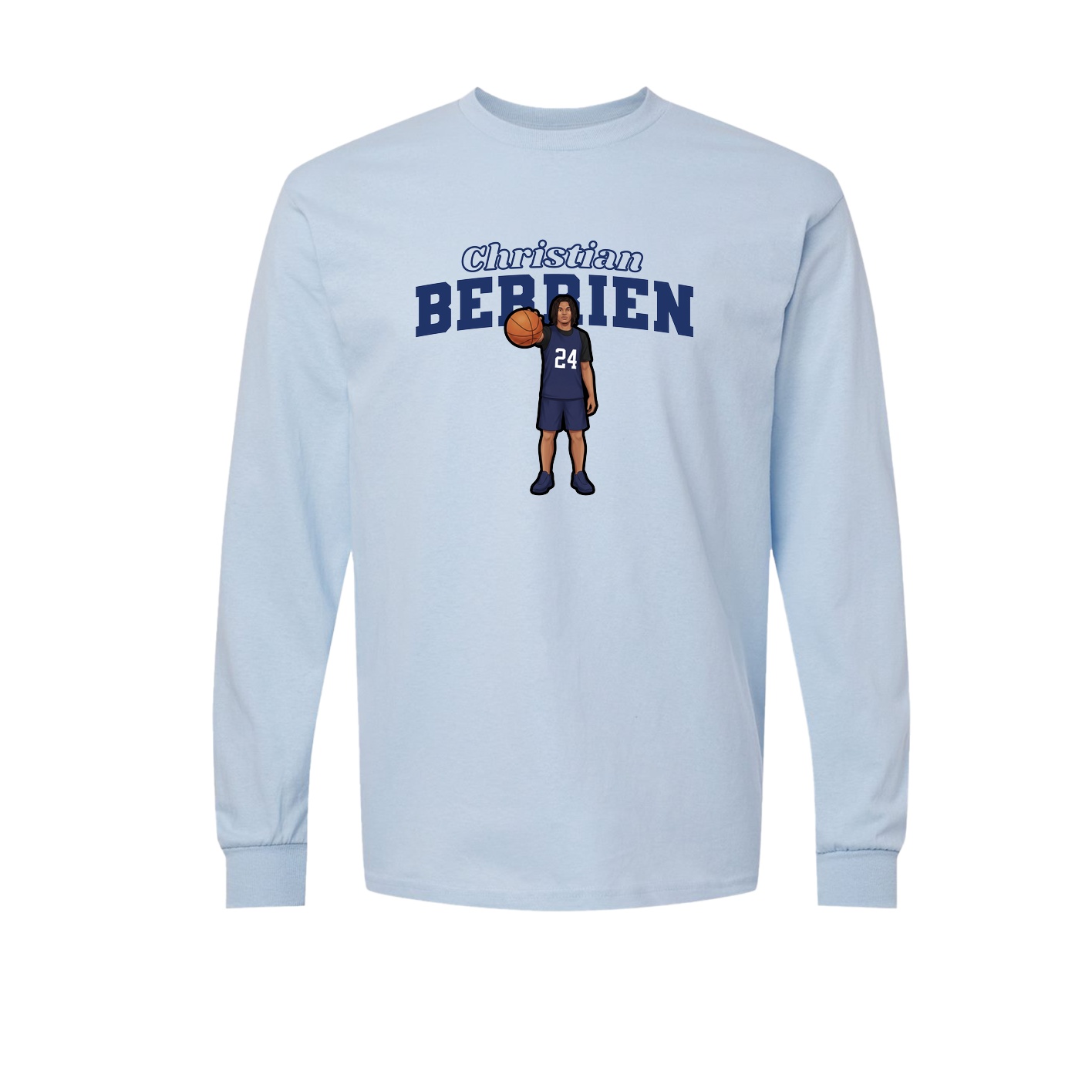 Long Sleeve Tee — Name Arch in Light Blue