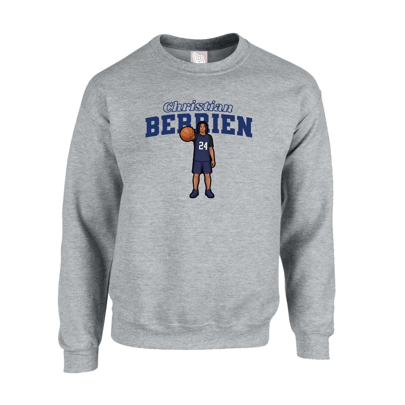 Fleece Crew — Name Arch in Grey