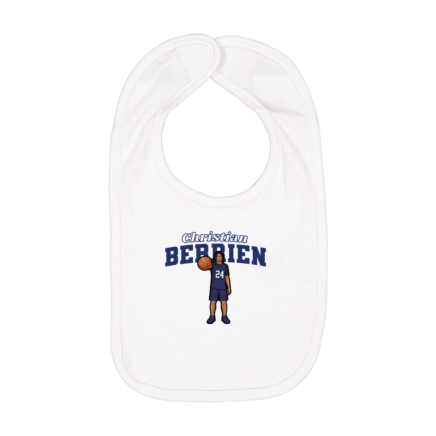 Infant Bib — Name Arch in White