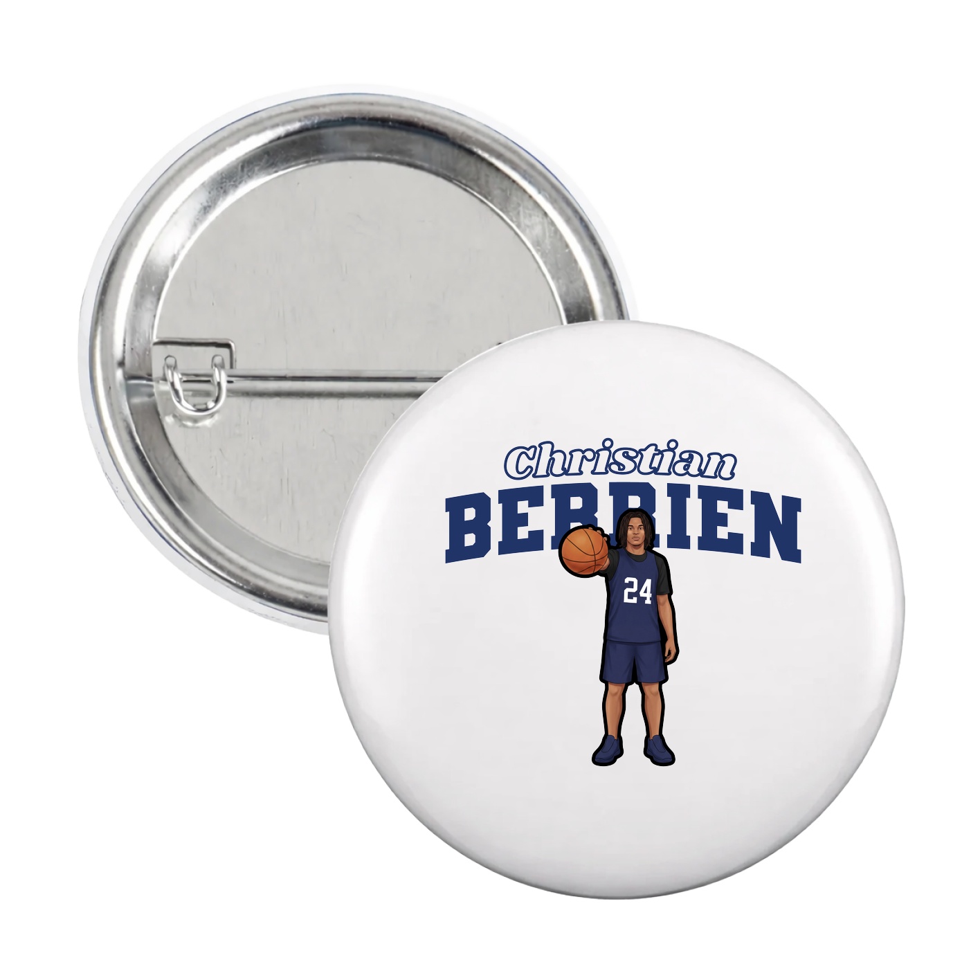 Game Day Button — Name Arch in White
