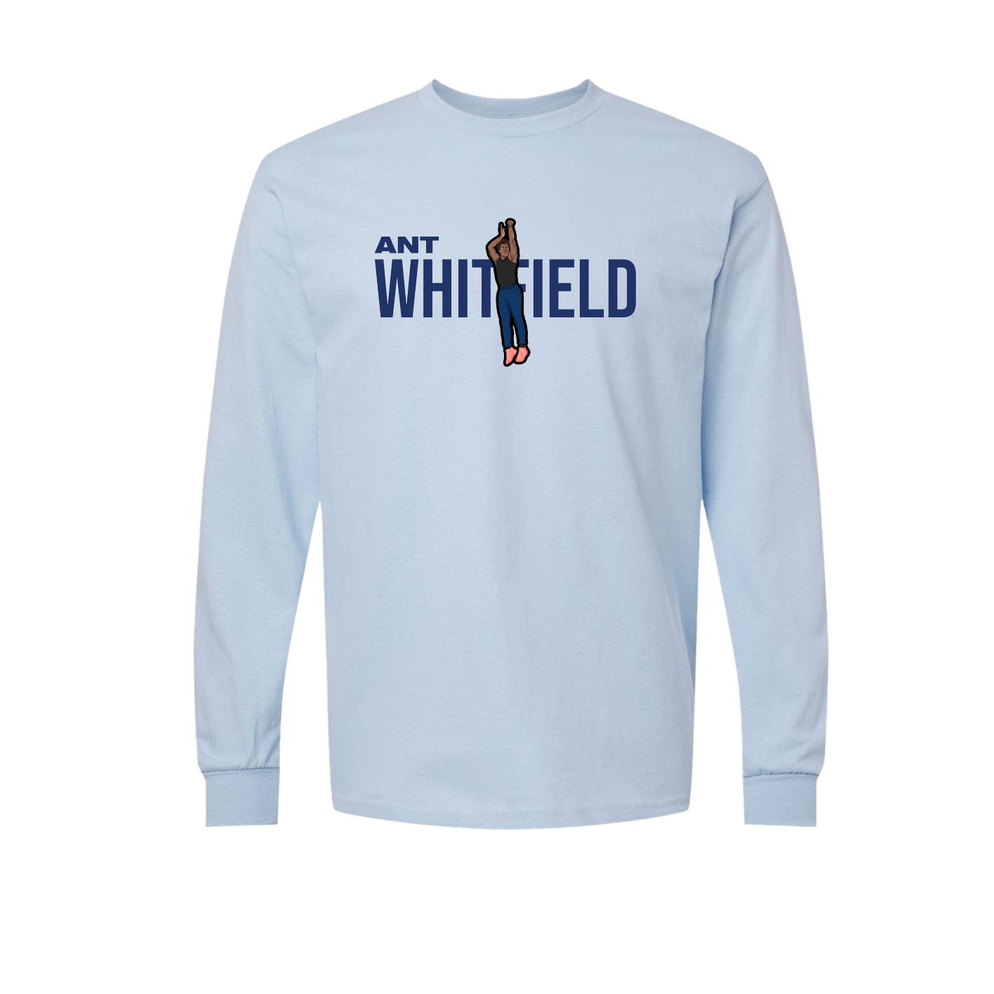 Long Sleeve Tee — Player Name in Light Blue