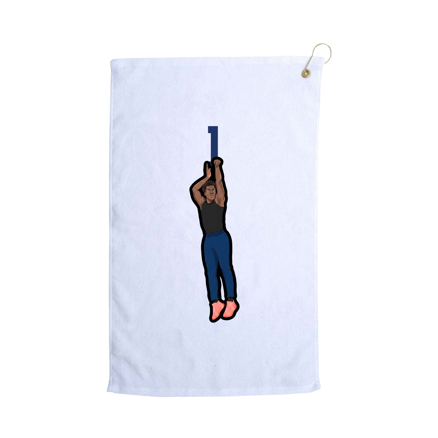 Golf Towel — Number Top in White