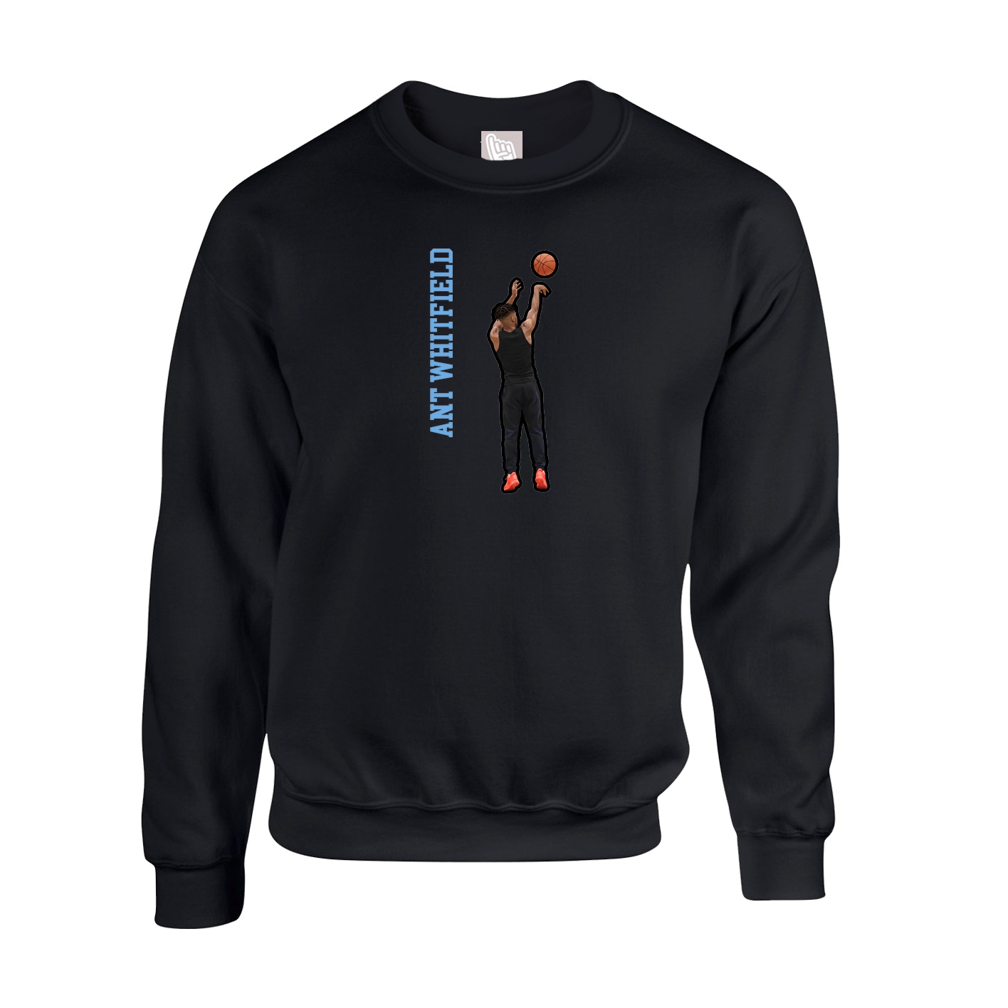 Fleece Crew — Name Vertical in Black