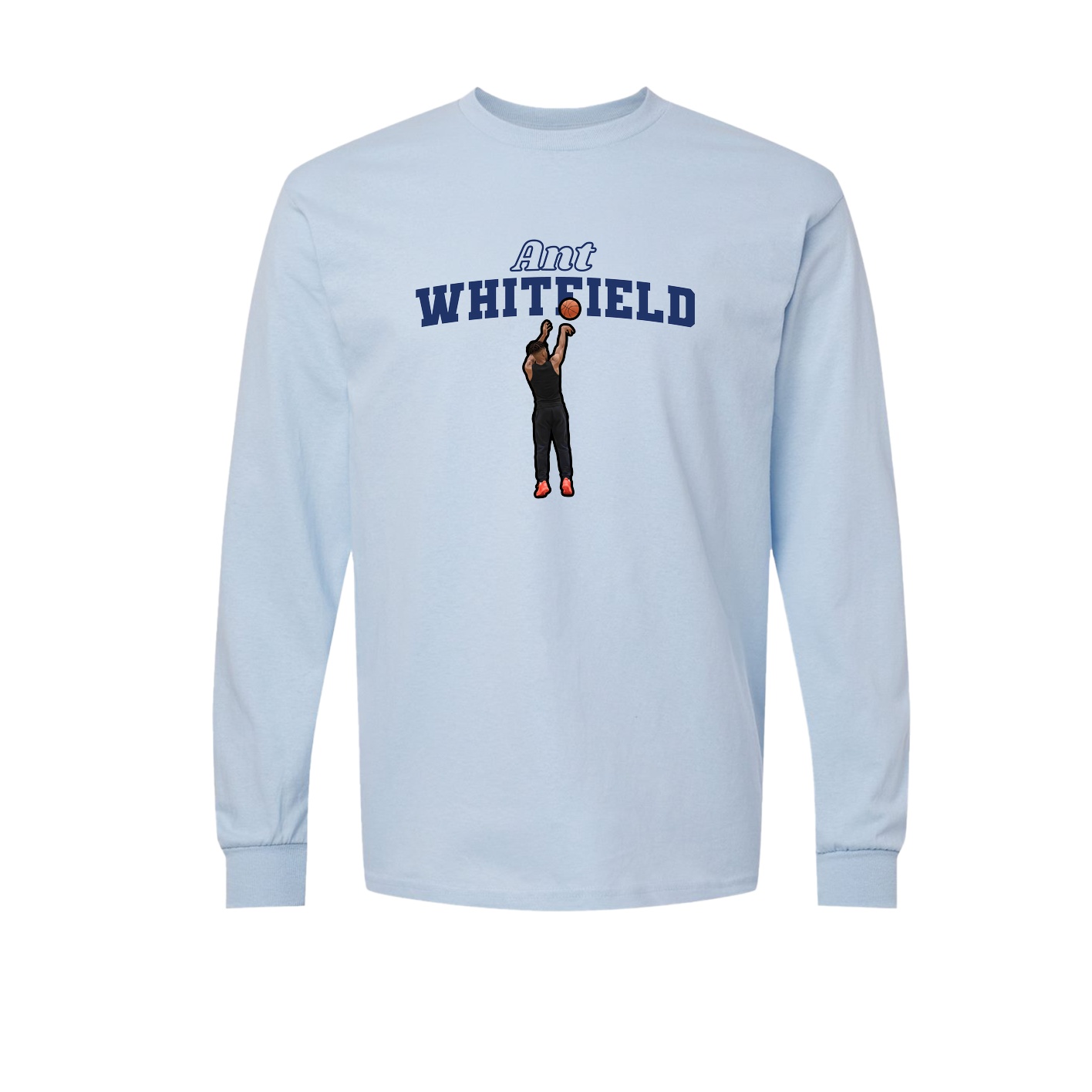 Long Sleeve Tee — Name Arch in Light Blue