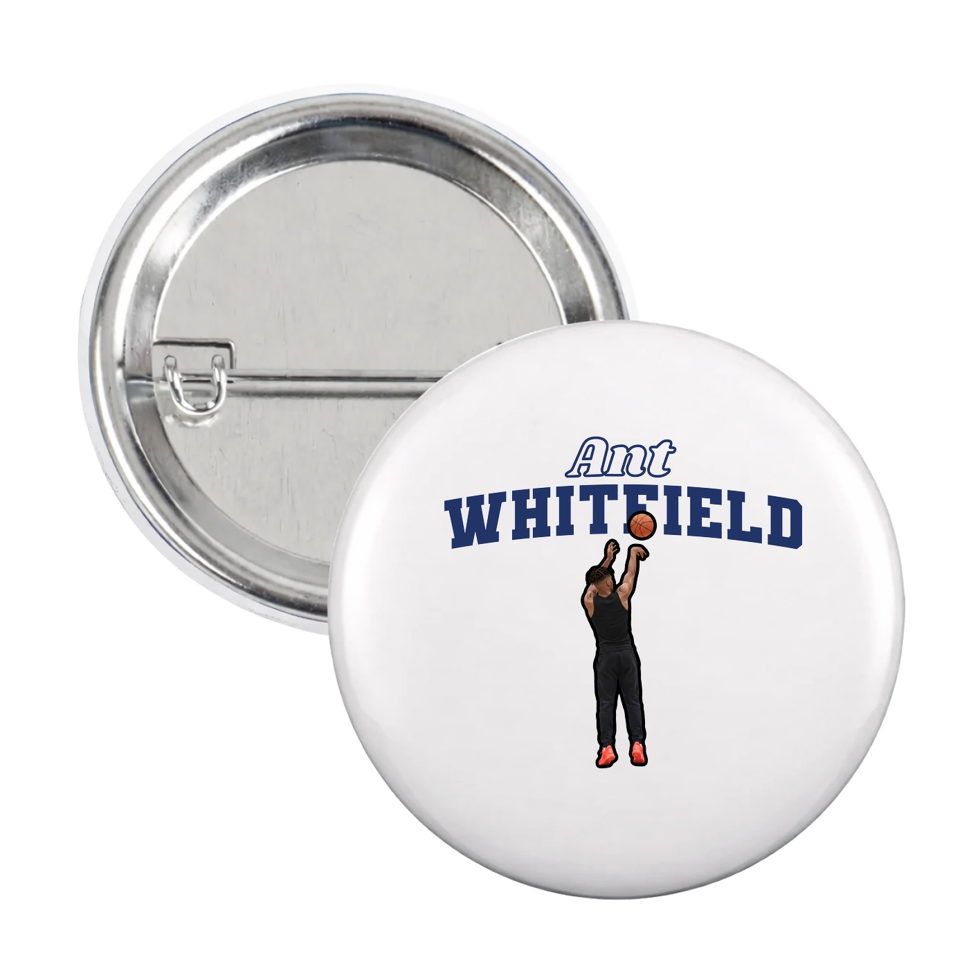 Game Day Button — Name Arch in White