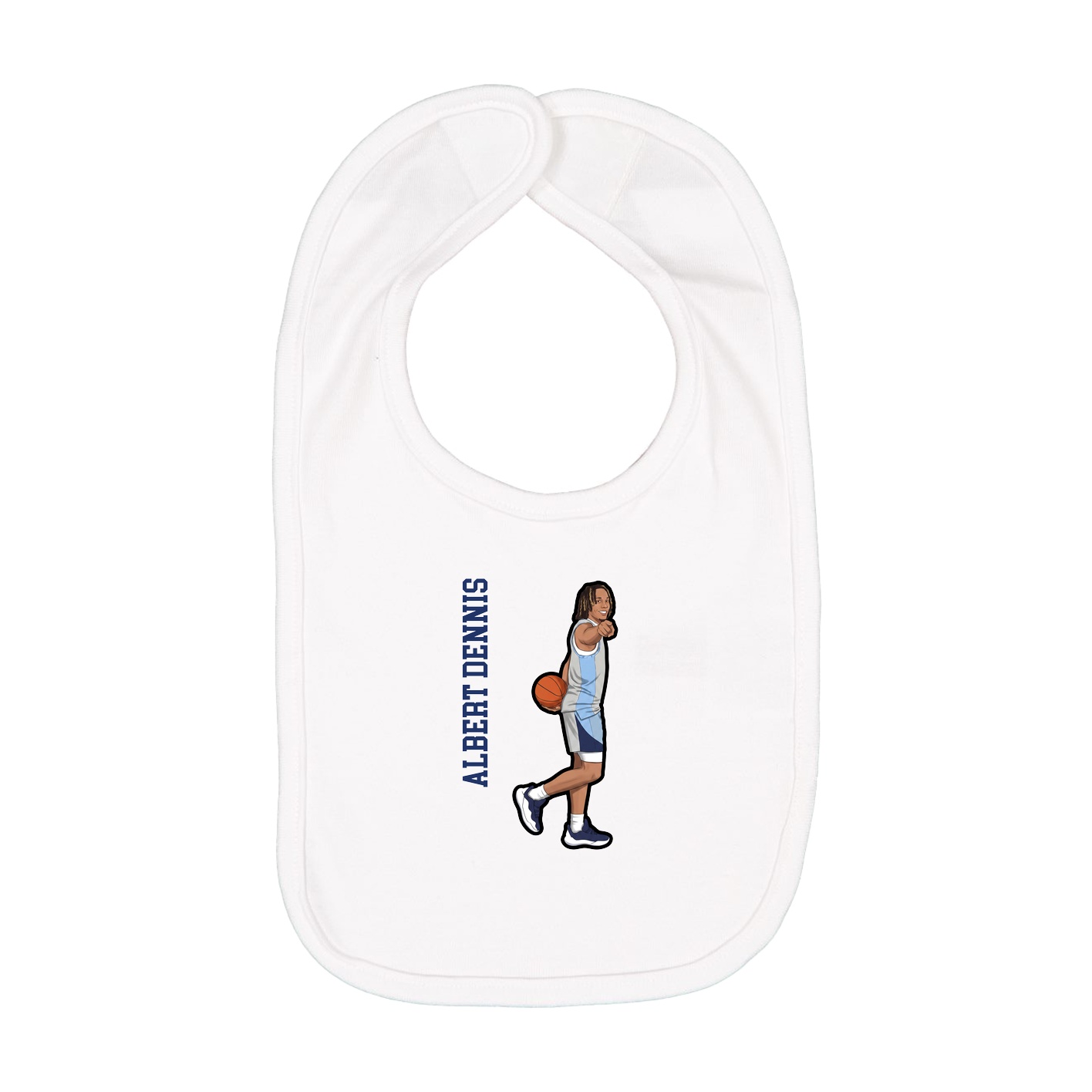 Infant Bib — Name Vertical in White