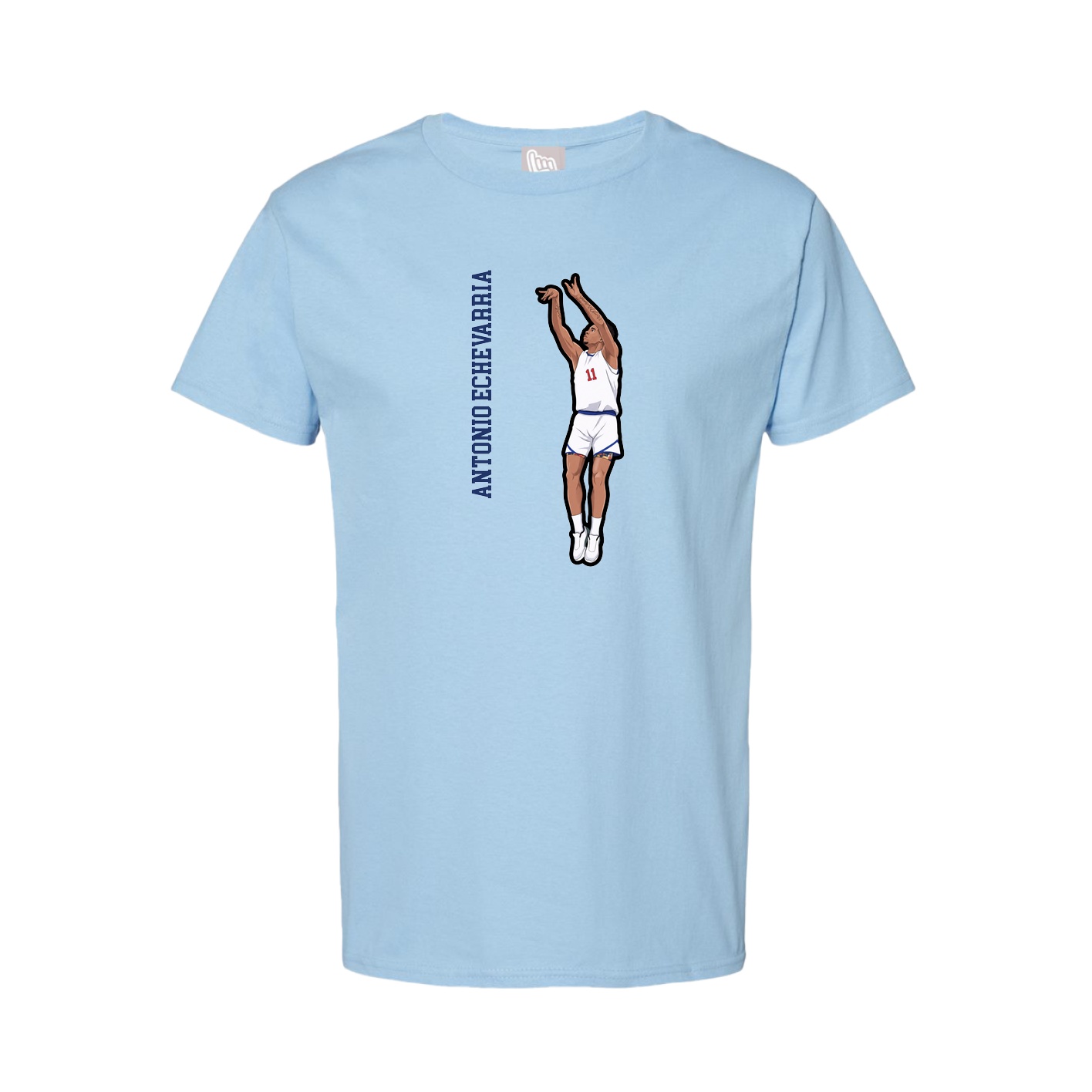 Tee — Name Vertical in Light Blue
