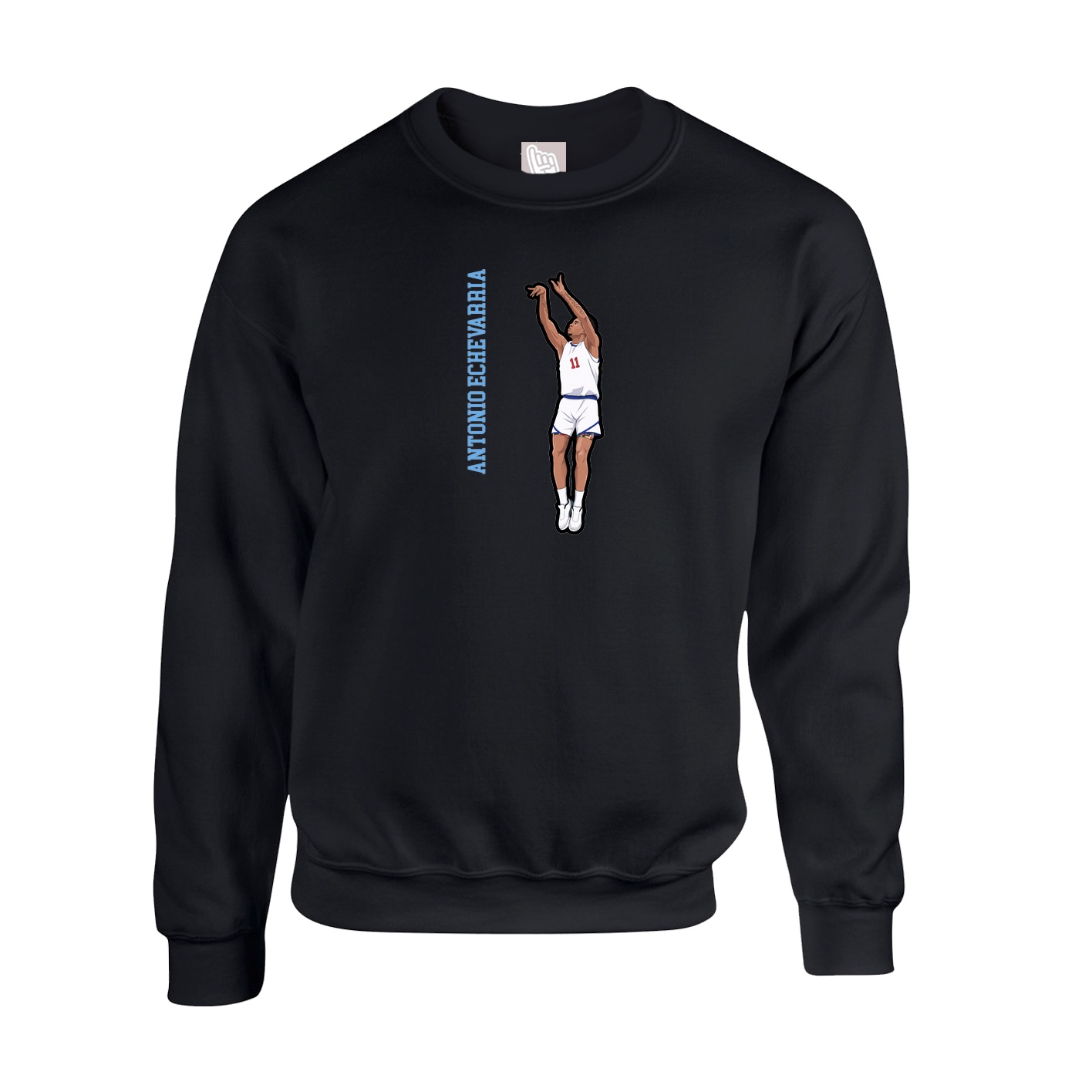 Fleece Crew — Name Vertical in Black