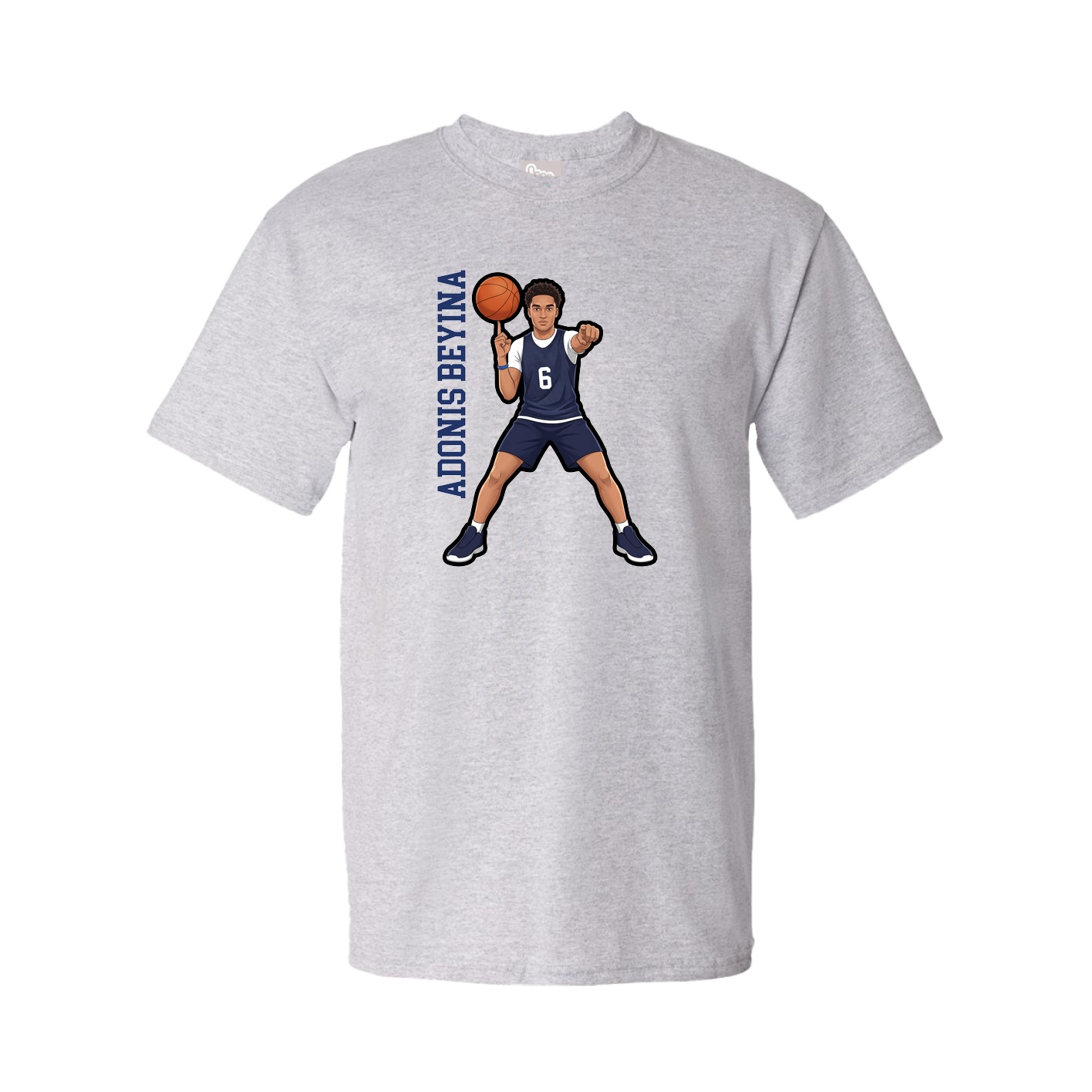 Youth Tee — Name Vertical in Grey