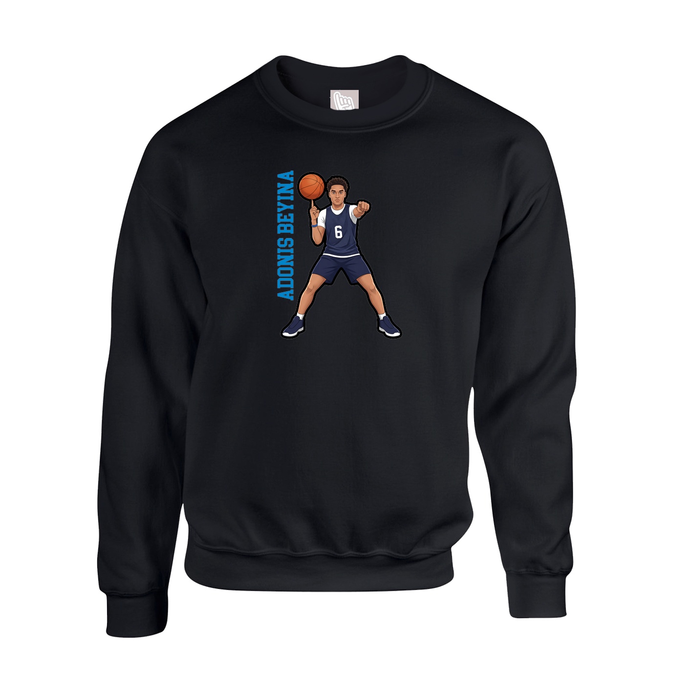 Fleece Crew — Name Vertical in Black