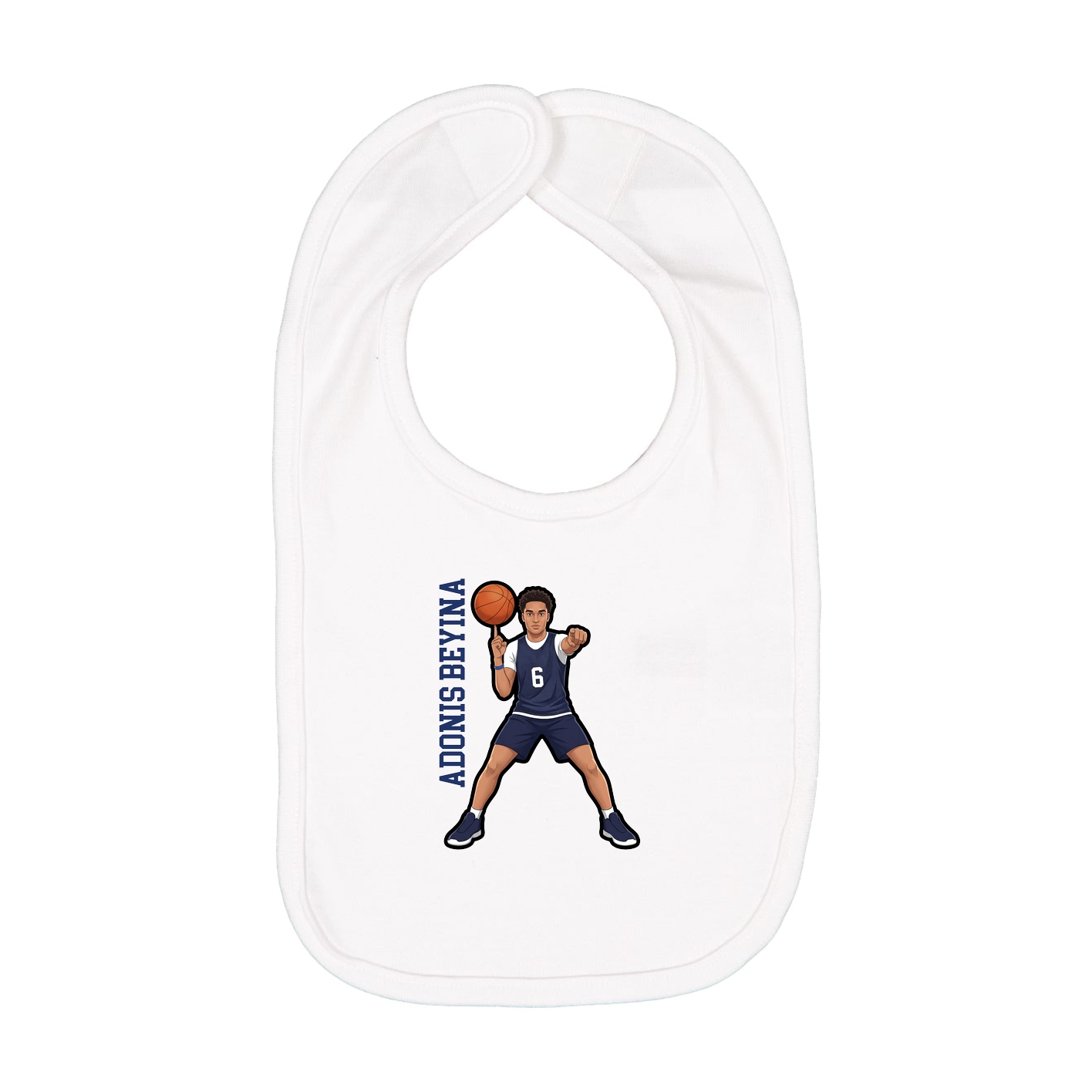 Infant Bib — Name Vertical in White