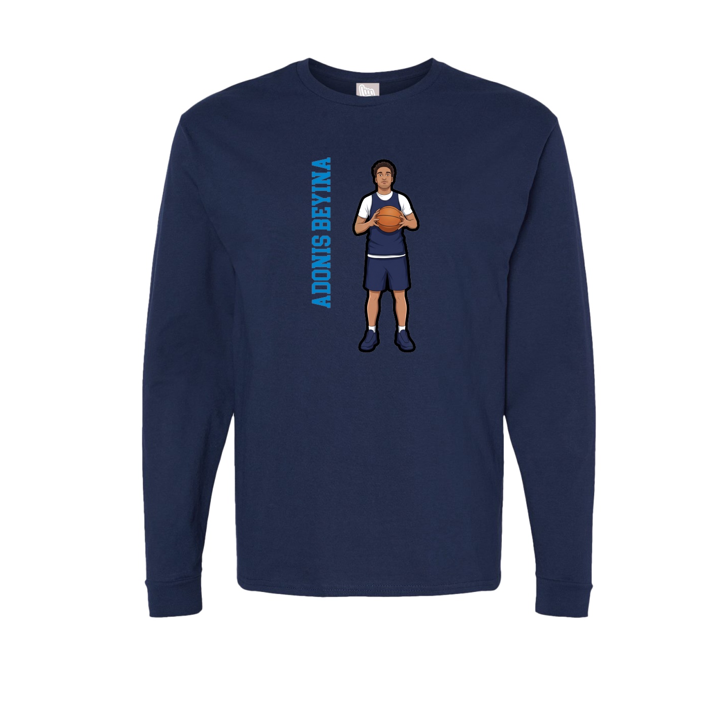 Long Sleeve Tee — Name Vertical in Navy