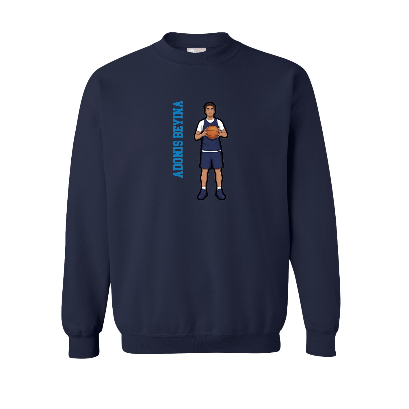 Fleece Crew — Name Vertical in Navy