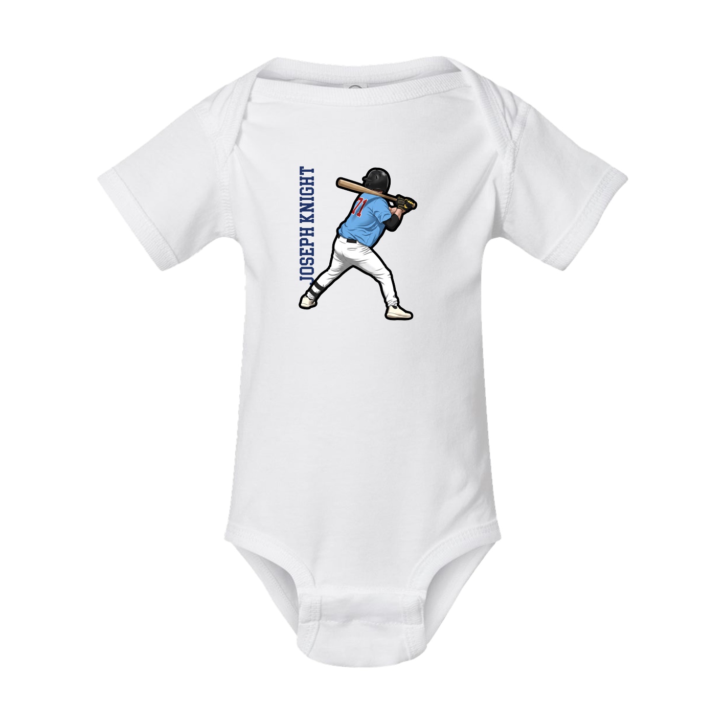 Baby Onesie — Name Vertical in White