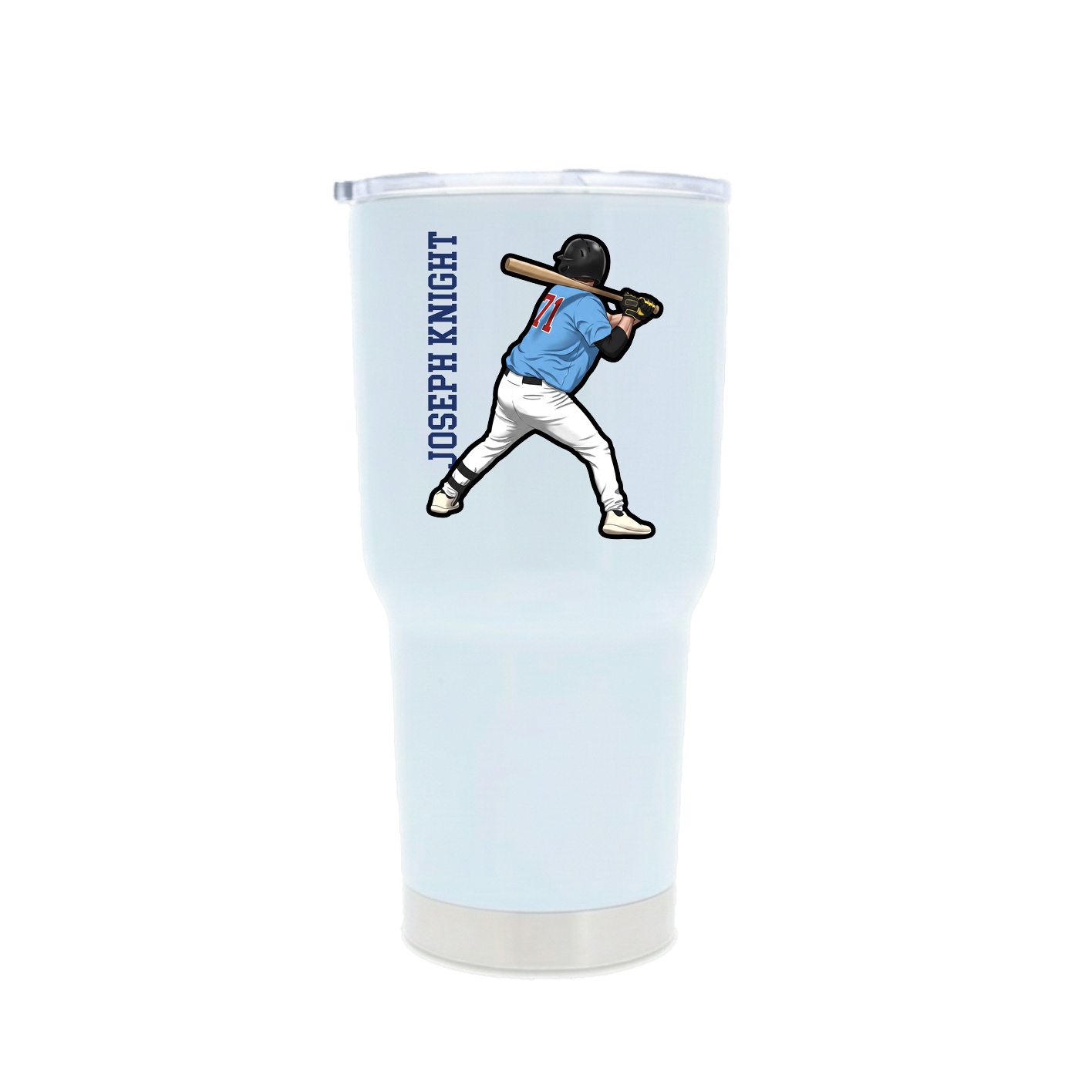 30oz Stainless Steel Tumbler — Name Vertical in White