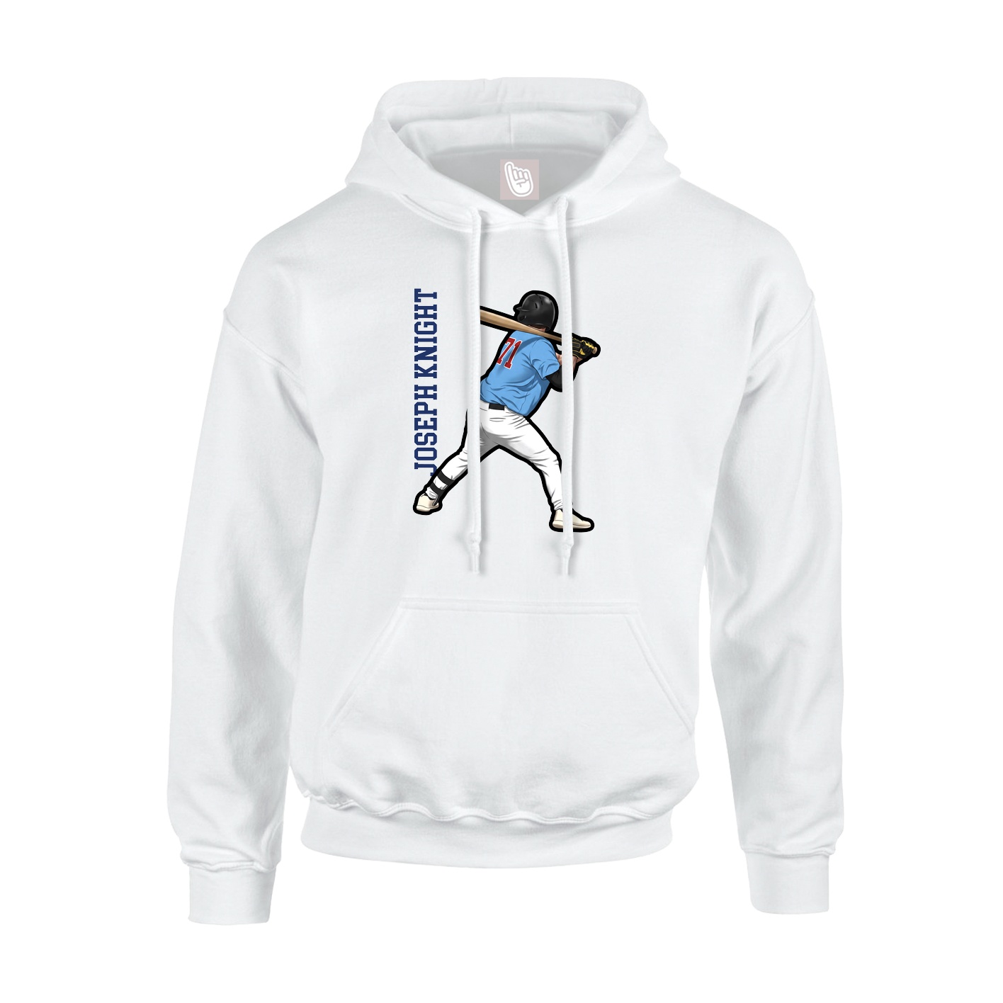 Youth Hoodie — Name Vertical in White